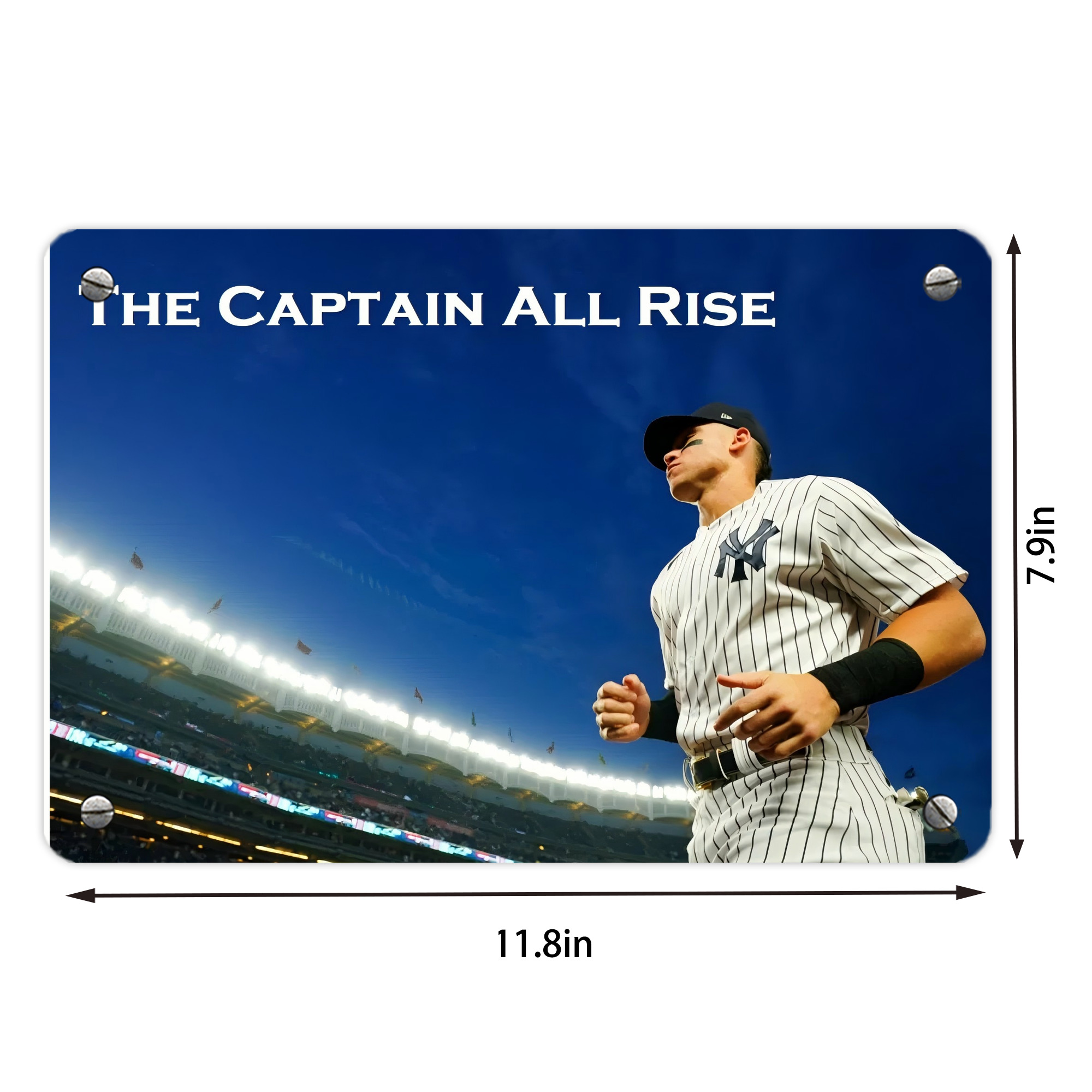 Aaron Judge Yankees Captain Metal Tin Sign 12x8inch - Premium Full-Print Decorative Wall Art, Durable Rust-Resistant Metal Plaque For Living Room, Bedroom, Kitchen, Office, Bar Décor