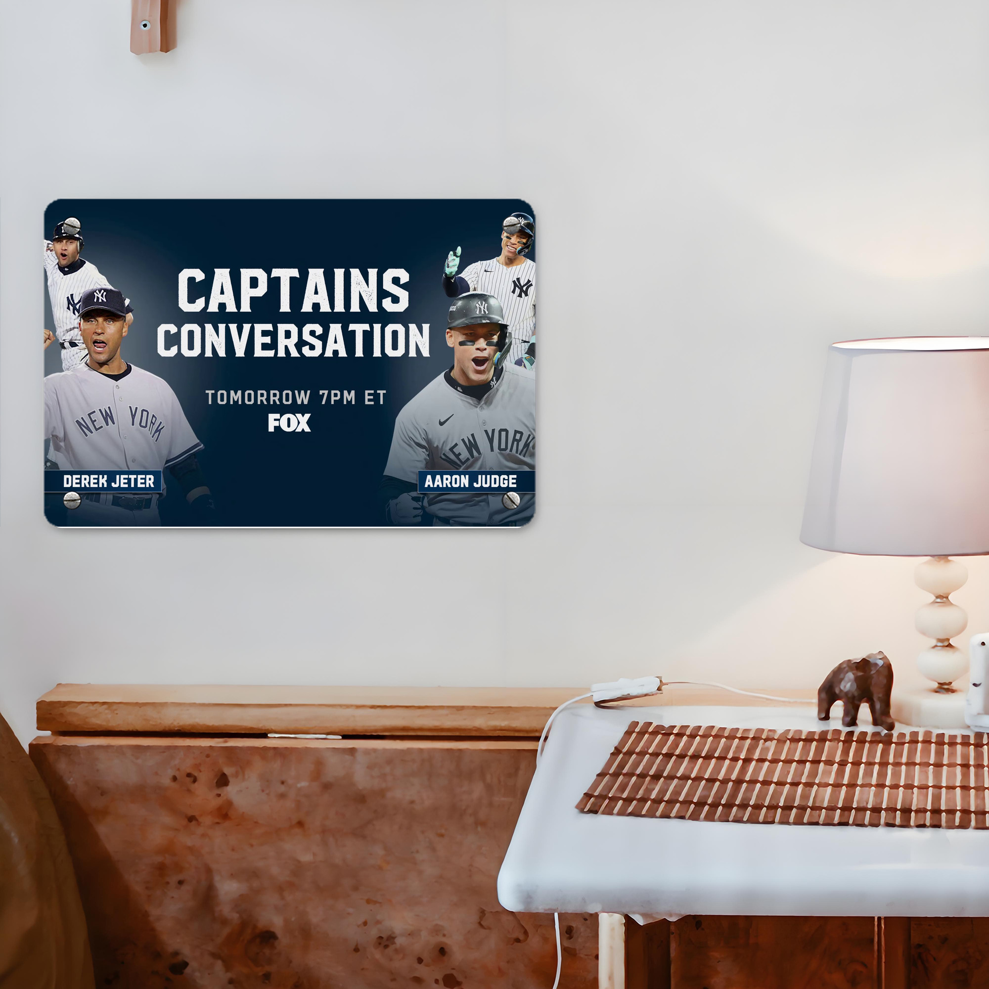 Aaron Judge Yankees Captain Metal Tin Sign 12x8inch - Premium Full-Print Decorative Wall Art, Durable Rust-Resistant Metal Plaque For Living Room, Bedroom, Kitchen, Office, Bar Décor