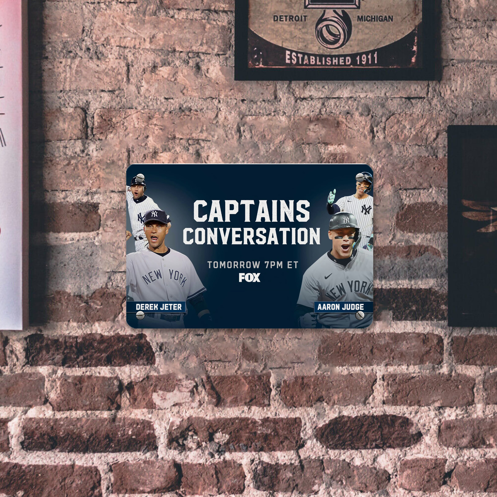 Aaron Judge Yankees Captain Metal Tin Sign 12x8inch - Premium Full-Print Decorative Wall Art, Durable Rust-Resistant Metal Plaque For Living Room, Bedroom, Kitchen, Office, Bar Décor