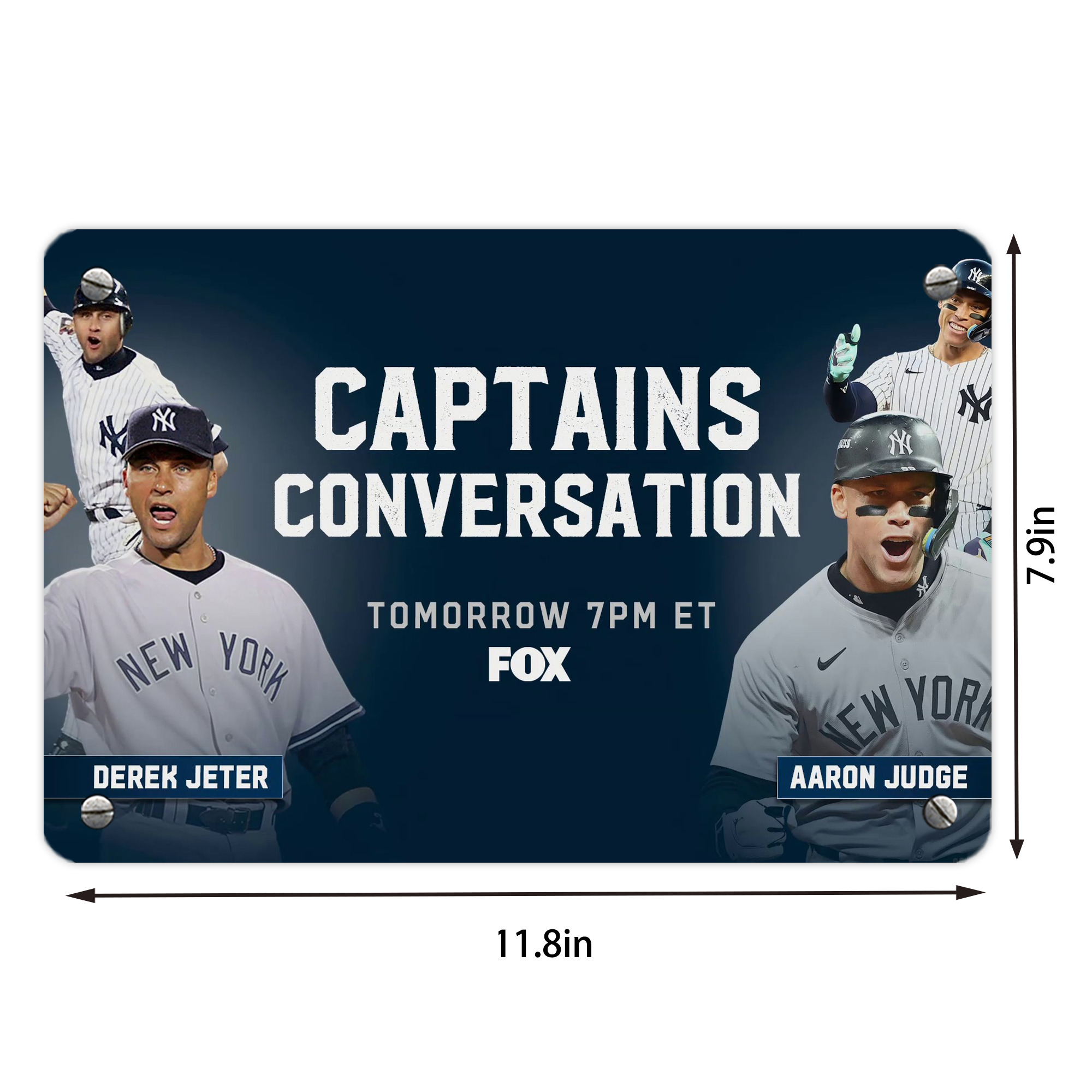 Aaron Judge Yankees Captain Metal Tin Sign 12x8inch - Premium Full-Print Decorative Wall Art, Durable Rust-Resistant Metal Plaque For Living Room, Bedroom, Kitchen, Office, Bar Décor