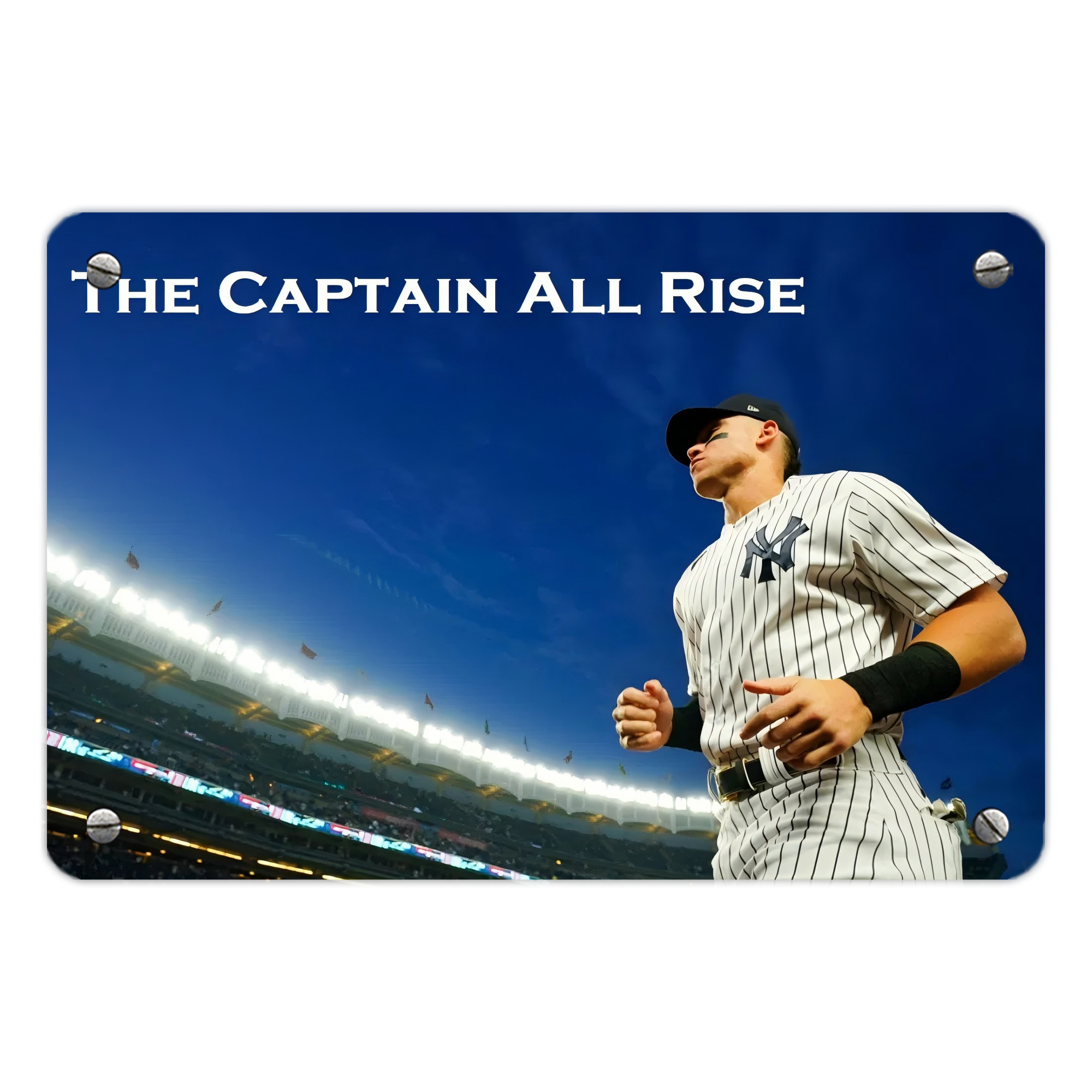 Aaron Judge Yankees Captain Metal Tin Sign 12x8inch - Premium Full-Print Decorative Wall Art, Durable Rust-Resistant Metal Plaque For Living Room, Bedroom, Kitchen, Office, Bar Décor