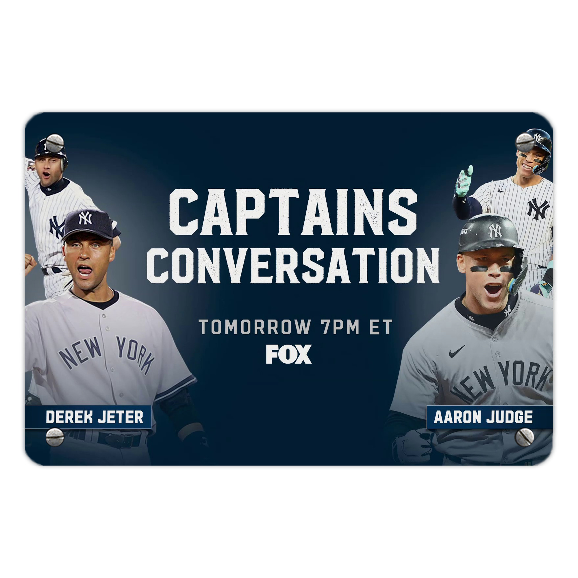 Aaron Judge Yankees Captain Metal Tin Sign 12x8inch - Premium Full-Print Decorative Wall Art, Durable Rust-Resistant Metal Plaque For Living Room, Bedroom, Kitchen, Office, Bar Décor