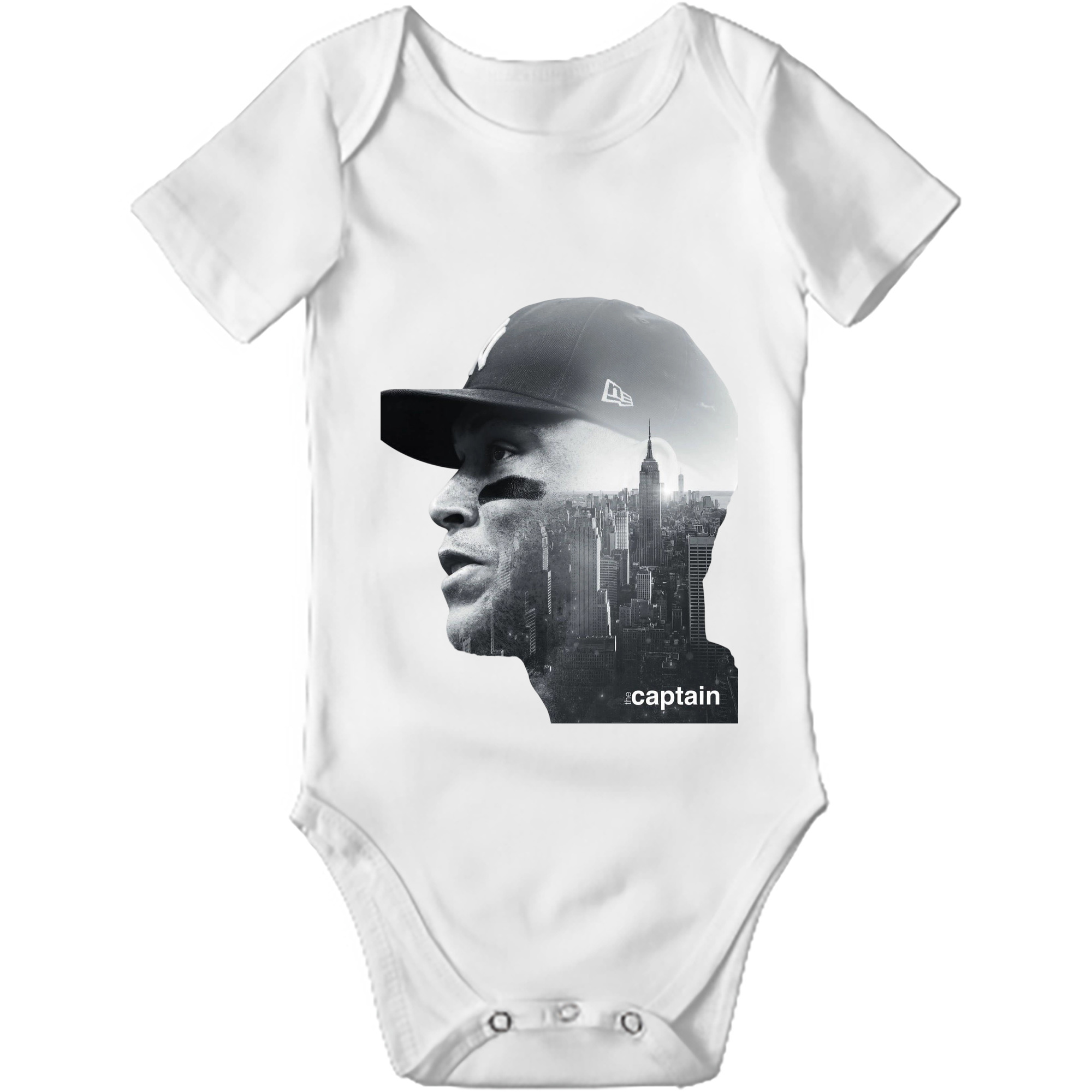 Aaron Judge Yankees Captain Baby Short Sleeve Romper – 100% Cotton Soft & Breathable Digital Print Onesie With Easy Snap Closure And Envelope Shoulder – Comfortable For Daily Wear & Travel