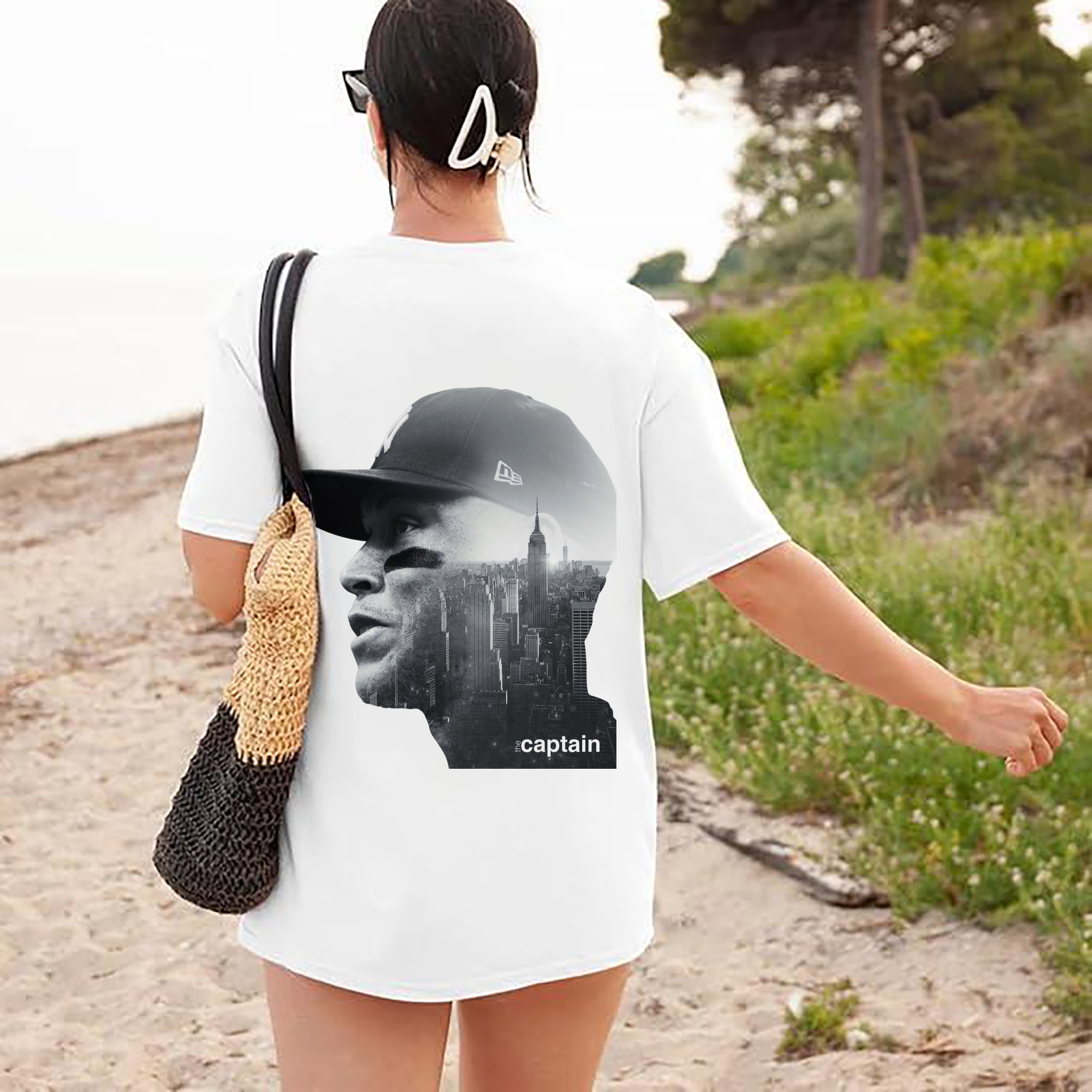 Aaron Judge Yankees Captain 180g Combed Cotton T-Shirt With Back Heat Transfer Print – Soft, Lightweight, Fitted Design – Stylish Casual Wear For Sports & Everyday Use