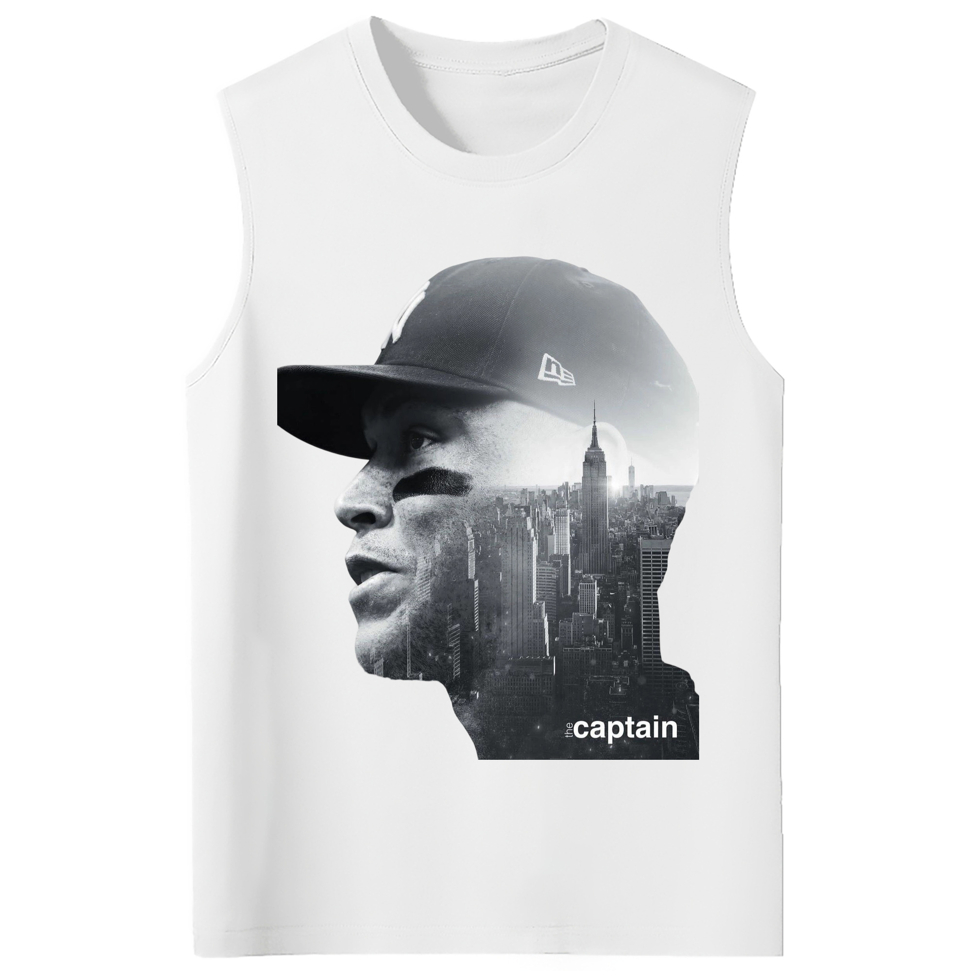 Aaron Judge Yankees Captain 210g Combed Cotton Tank Top With Front Heat Transfer Print – Soft, Lightweight, Fitted Design – Stylish & Comfortable Casual Wear For Sports & Everyday Use