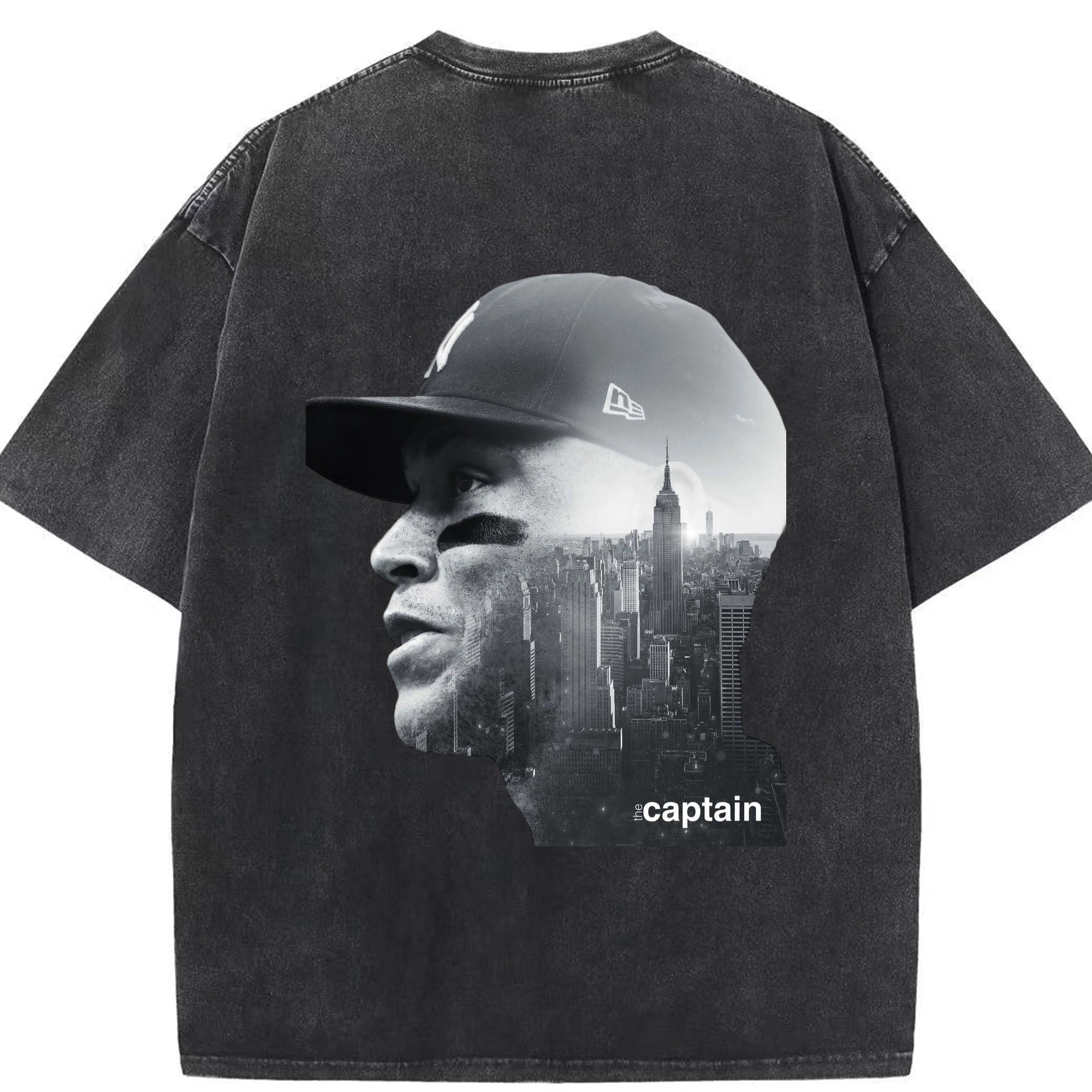 Aaron Judge Yankees Captain Washed Vintage 230g Cotton Oversized T-Shirt With Back Heat Transfer Print – Soft, Lightweight & Stylish – Comfortable Casual Wear For Sports & Everyday Use