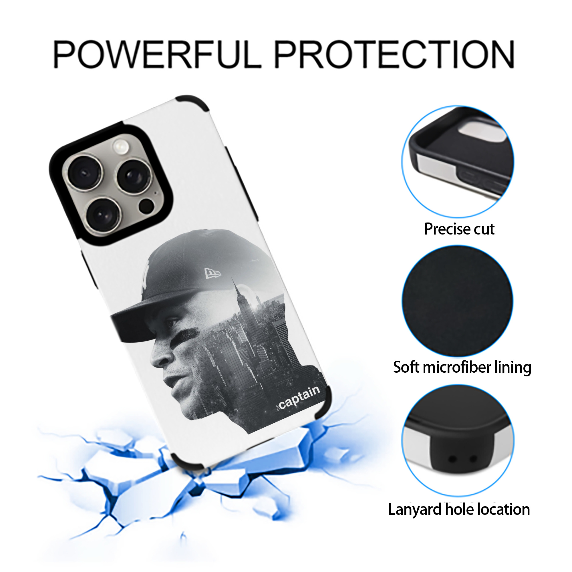 Aaron Judge Yankees Captain IPhone 15 Pro Max PU Leather Case – Soft Lining, 360° Protection – Precise Fit, 3D Buttons, Easy Charging – Anti-Yellowing, Easy To Clean