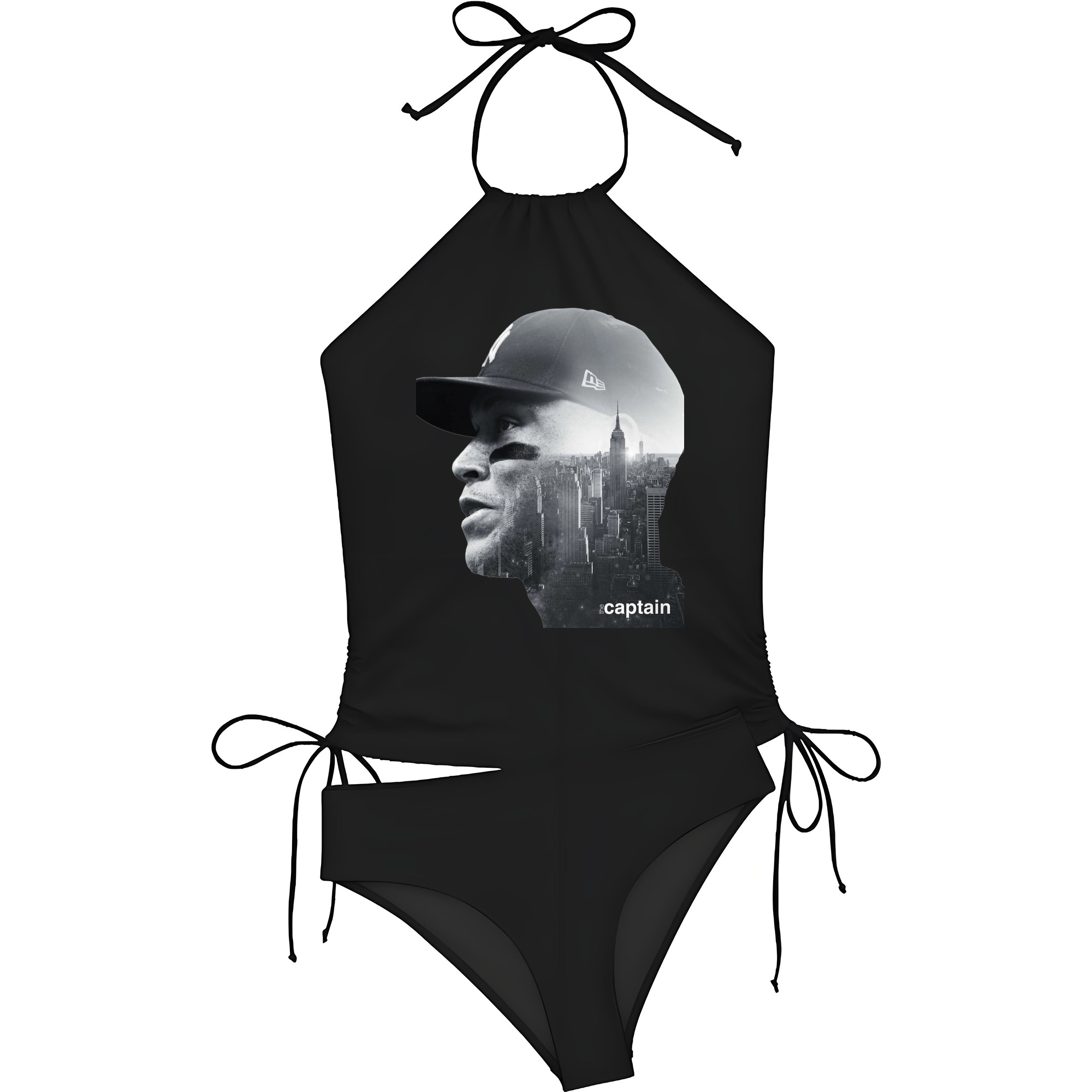 Aaron Judge Yankees Captain Women's Heat Transfer Printed Two-Piece Bikini Set – Sexy One-Shoulder Top & Triangle Bottom, Soft Nylon-Spandex, Perfect for Beach, Pool & Vacation