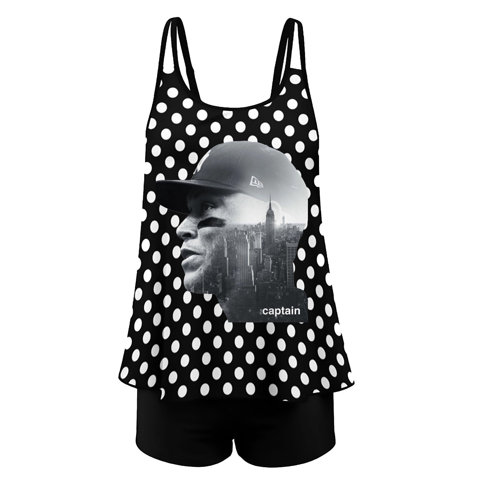 Aaron Judge Yankees Captain Women’s Heat Transfer Printed Two-Piece Swimsuit Set – Sexy Double Strap Bandeau Top & Boyshort Bottoms, Soft Nylon-Spandex, Perfect for Beach, Pool & Vacation