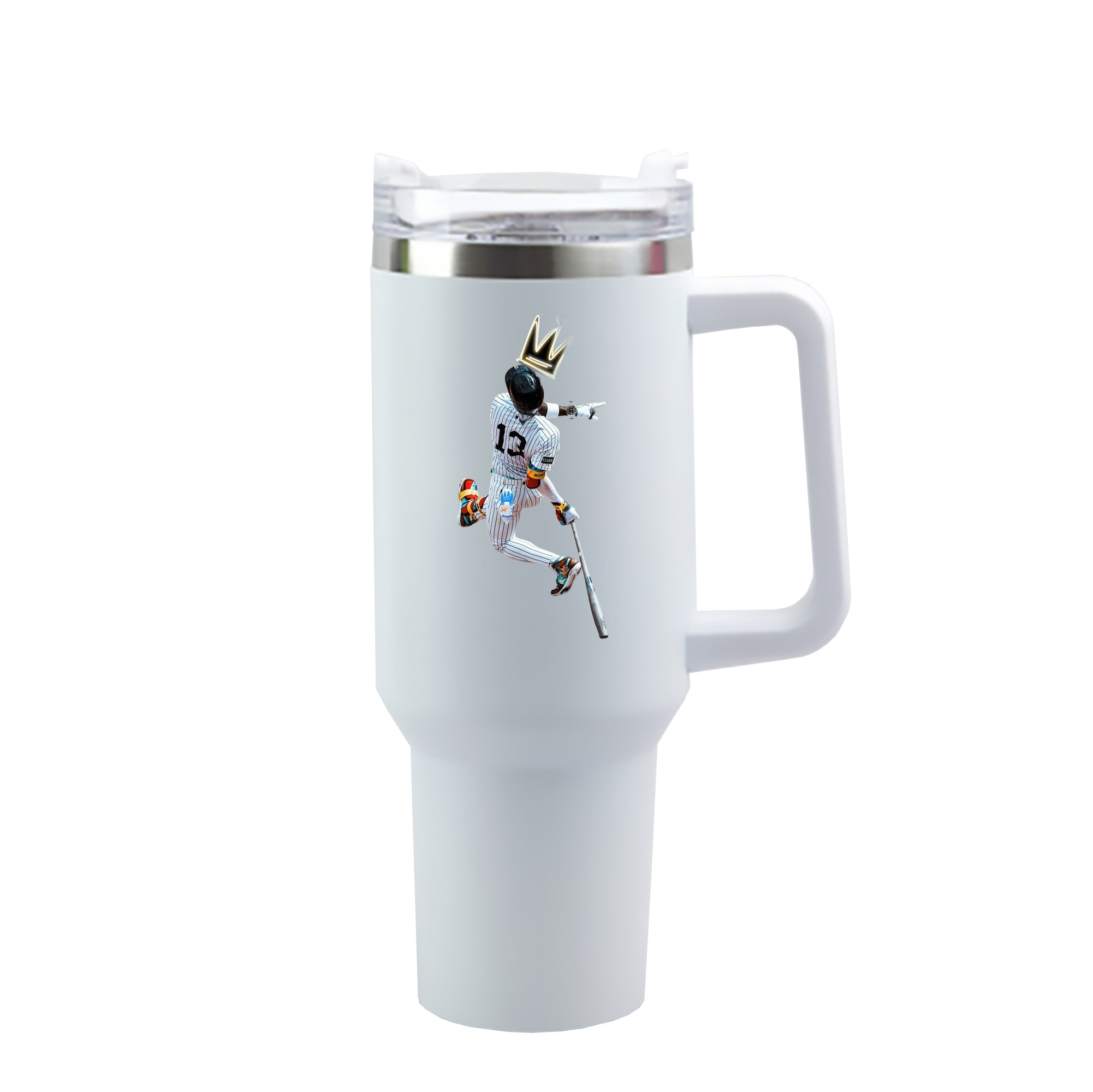 Jazz Chisholm Jr. 4 40oz Handle Car Cup With Crystal Sticker Design – Durable Stainless Steel Travel Mug With Reusable Straw – Double Wall Insulated