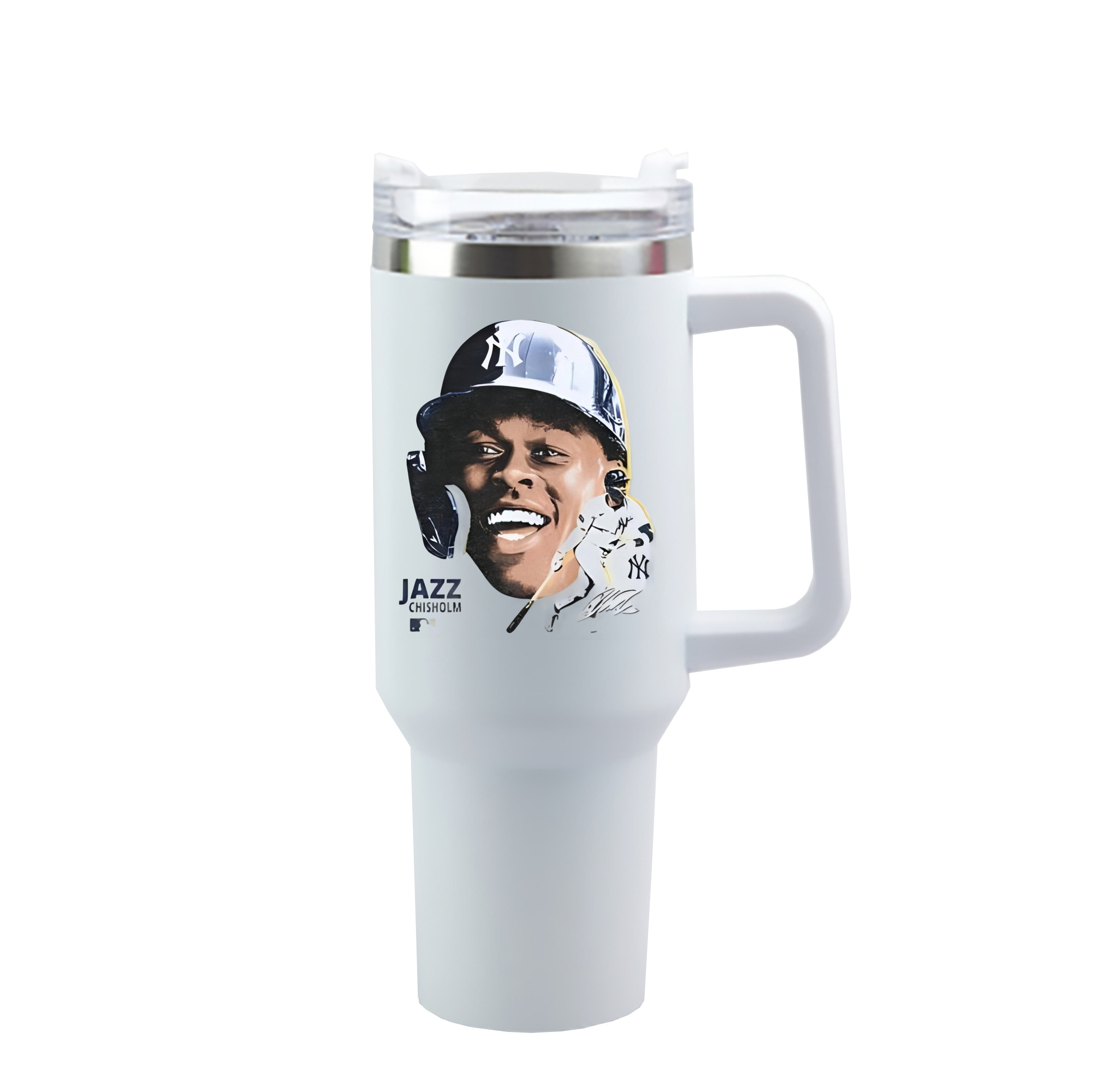 Jazz Chisholm Jr. 16 40oz Handle Car Cup With Crystal Sticker Design – Durable Stainless Steel Travel Mug With Reusable Straw – Double Wall Insulated