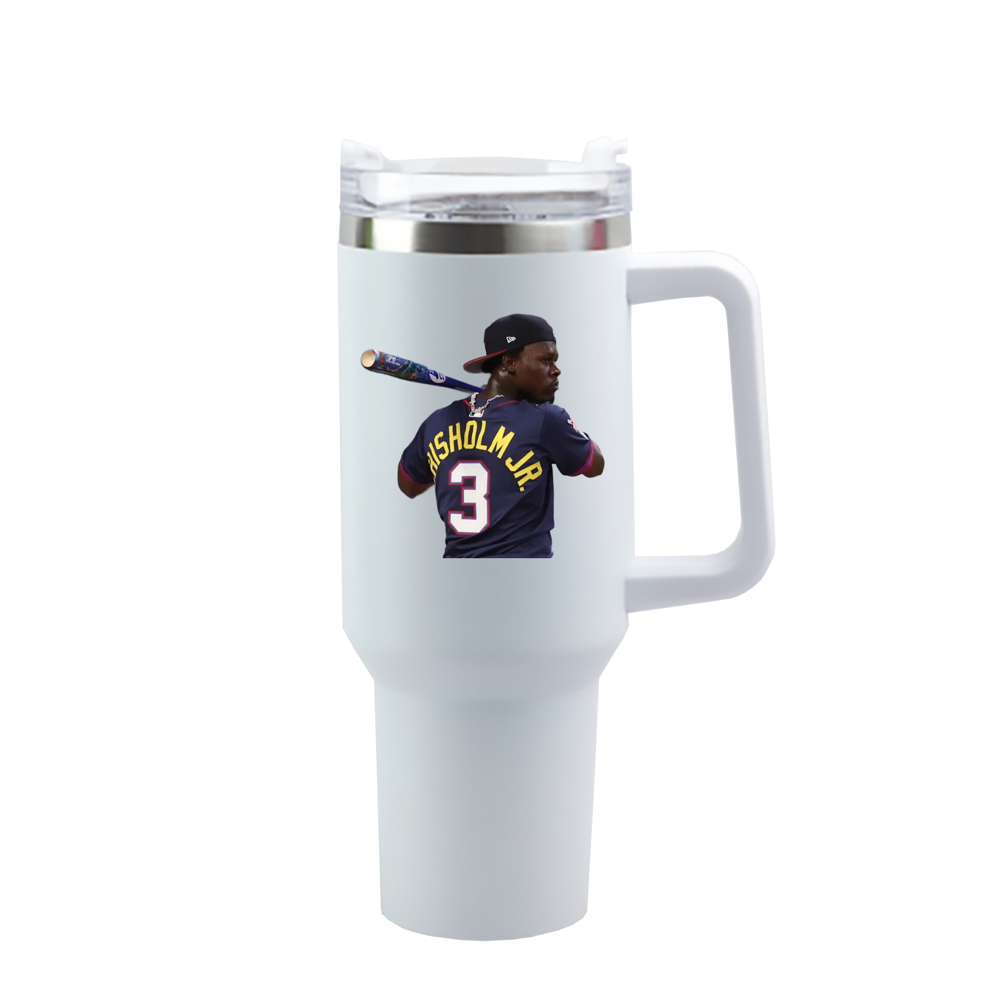 Jazz Chisholm Jr. 27 40oz Handle Car Cup With Crystal Sticker Design – Durable Stainless Steel Travel Mug With Reusable Straw – Double Wall Insulated