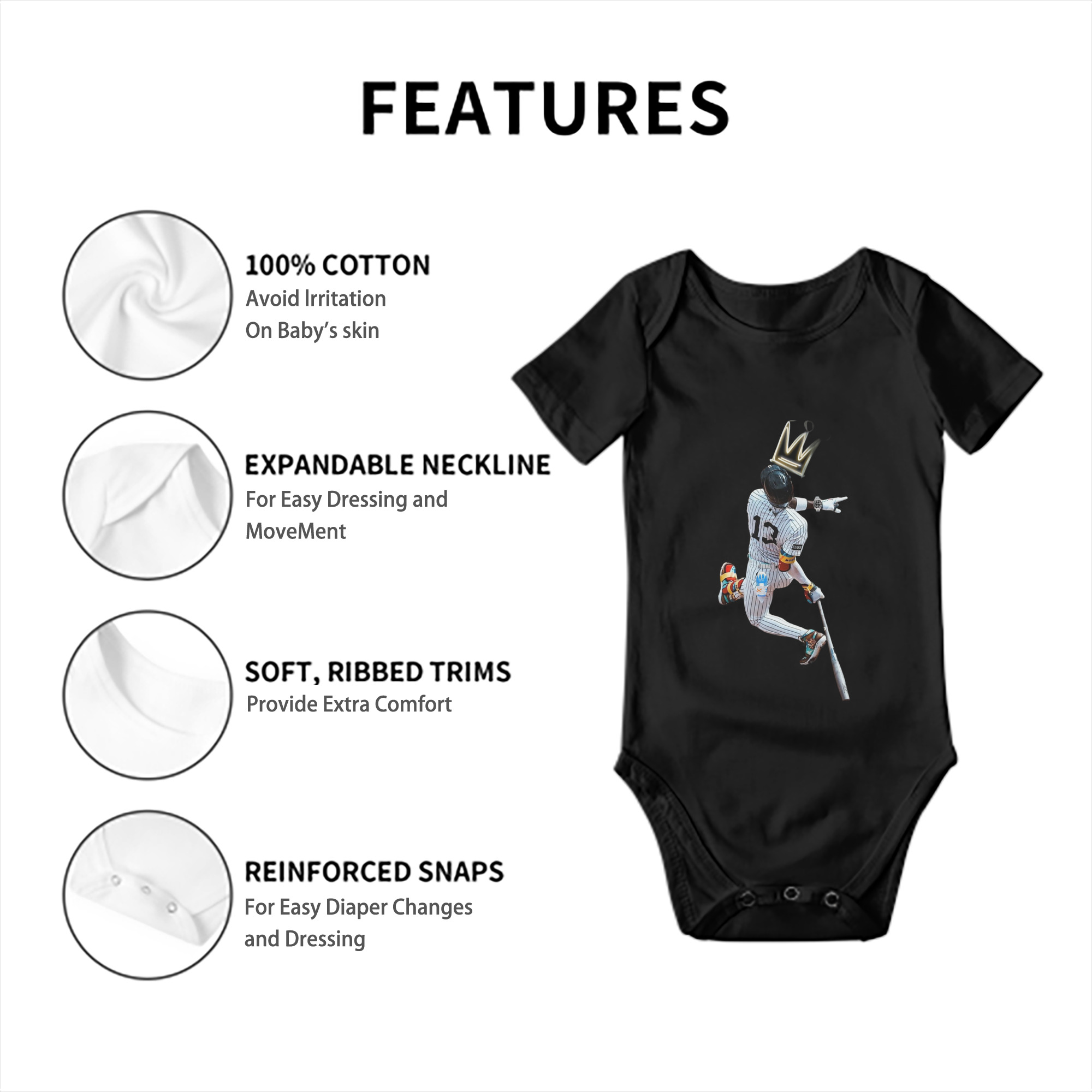 Jazz Chisholm Jr. 4 Baby Short Sleeve Romper – 100% Cotton Soft & Breathable Digital Print Onesie With Easy Snap Closure And Envelope Shoulder – Comfortable For Daily Wear & Travel