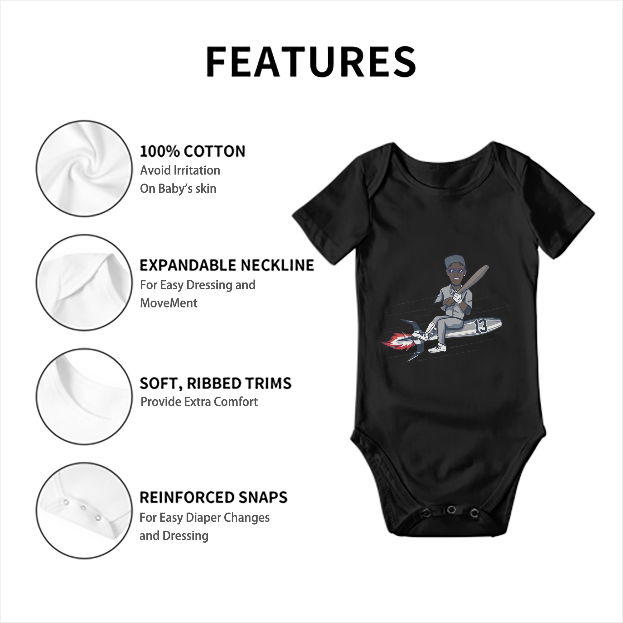 Jazz Chisholm Jr. 30 Baby Short Sleeve Romper – 100% Cotton Soft & Breathable Digital Print Onesie With Easy Snap Closure And Envelope Shoulder – Comfortable For Daily Wear & Travel