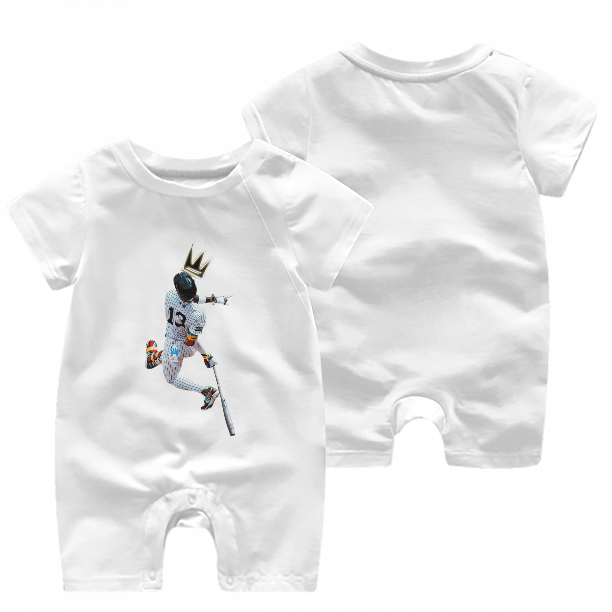 Jazz Chisholm Jr. 4 Baby Short Sleeve Onesie – 100% Cotton Soft & Breathable Digital Print Romper – Double-Sided Print, Snap Closure For Easy Diaper Changes – Comfortable For Boys & Girls