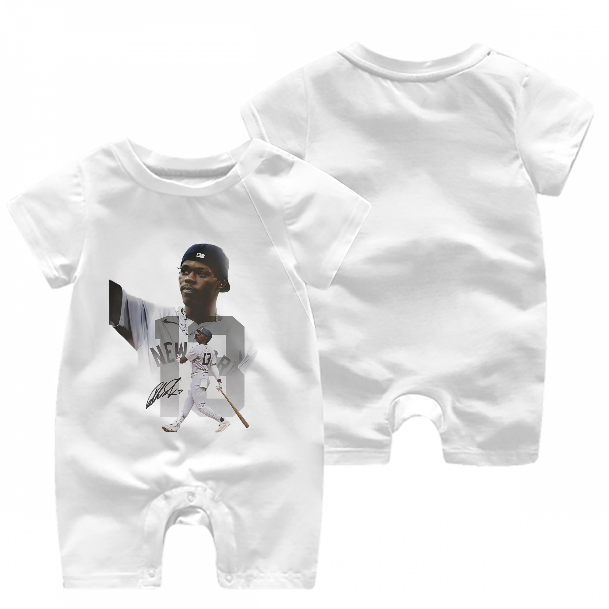 Jazz Chisholm Jr. 15 Baby Short Sleeve Onesie – 100% Cotton Soft & Breathable Digital Print Romper – Double-Sided Print, Snap Closure For Easy Diaper Changes – Comfortable For Boys & Girls