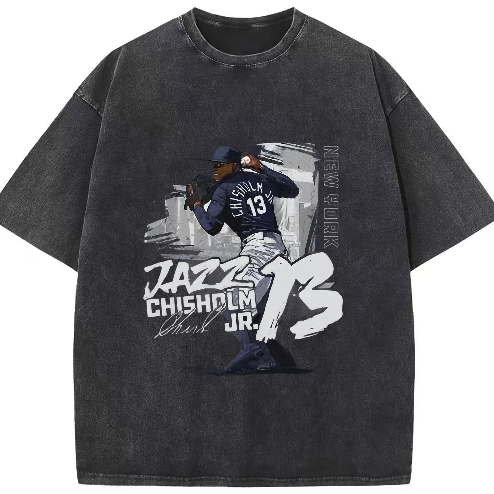 Jazz Chisholm Jr. 20 Washed Vintage Look 230g Cotton Oversized T-Shirt With Front Heat Transfer Print – Soft, Lightweight, Stylish Fit – Comfortable Casual Wear For Sports & Everyday Use