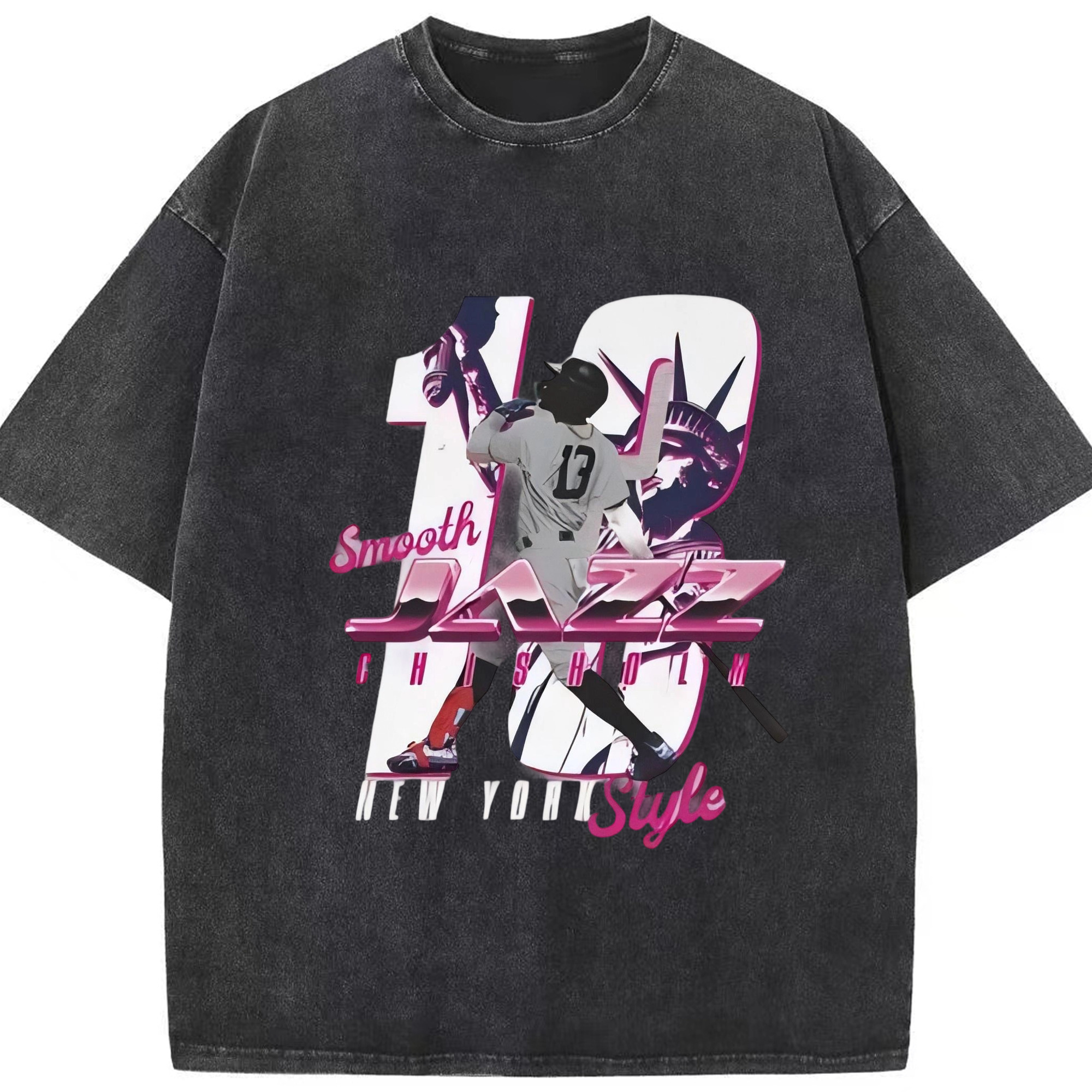 Jazz Chisholm Jr. 23 Washed Vintage Look 230g Cotton Oversized T-Shirt With Front Heat Transfer Print – Soft, Lightweight, Stylish Fit – Comfortable Casual Wear For Sports & Everyday Use