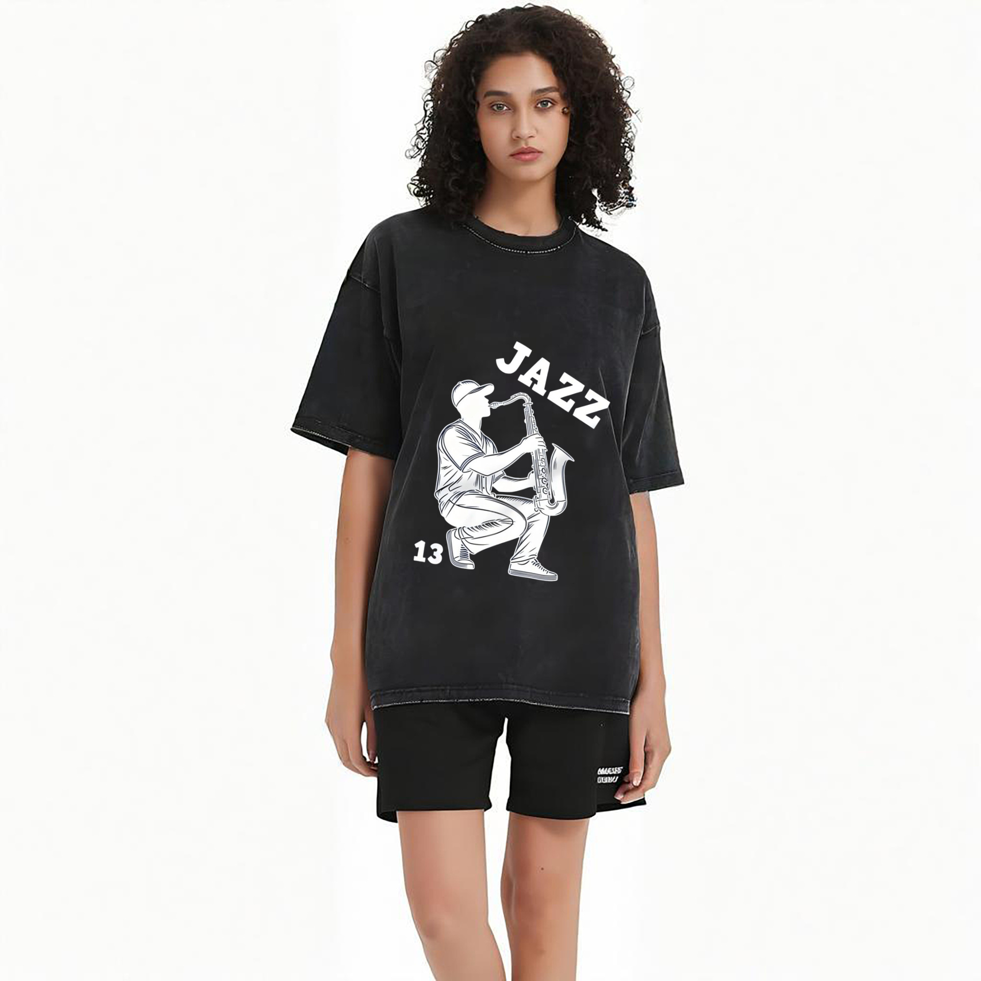 Jazz Chisholm Jr. 21 Washed Vintage Look 230g Cotton Oversized T-Shirt With Front Heat Transfer Print – Soft, Lightweight, Stylish Fit – Comfortable Casual Wear For Sports & Everyday Use