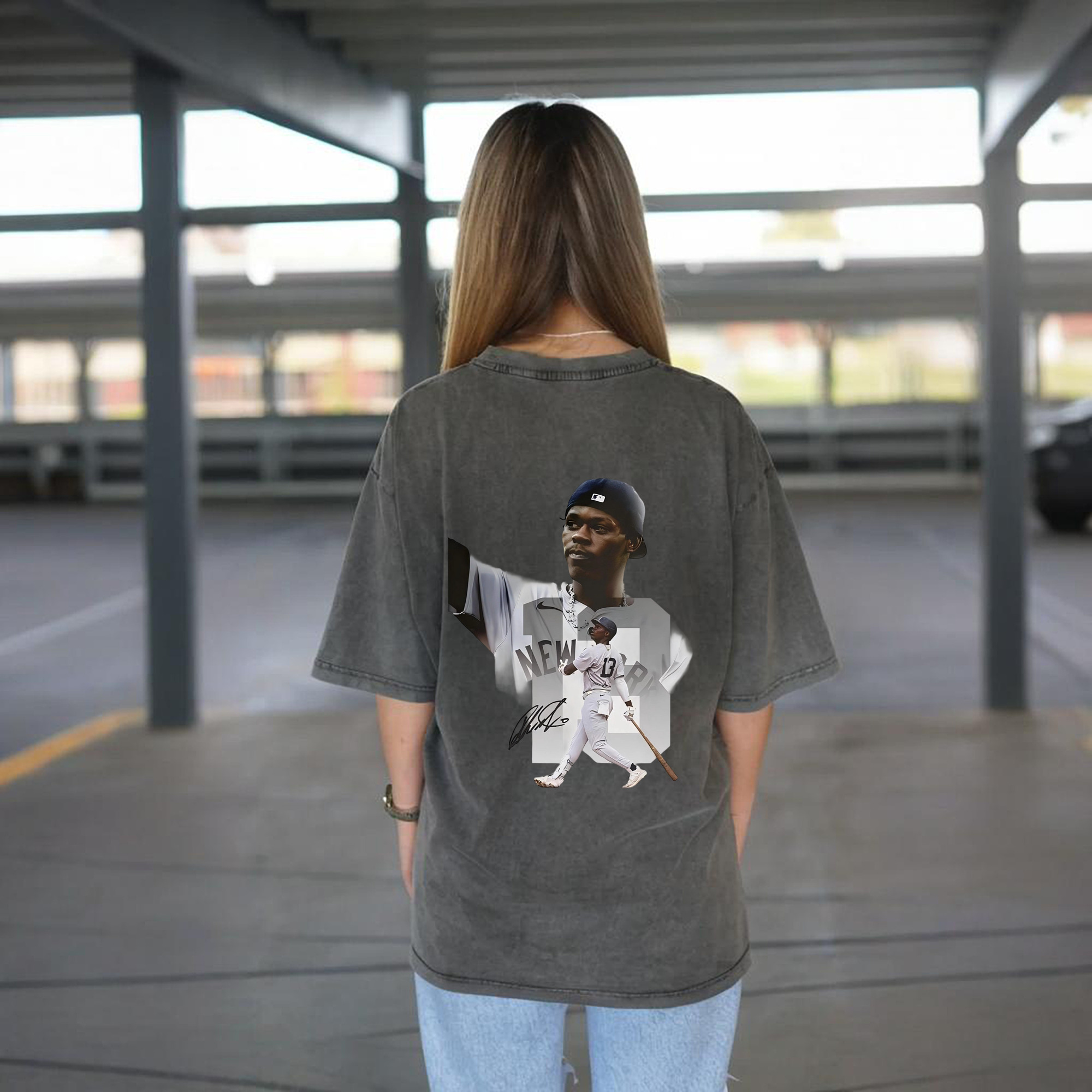 Jazz Chisholm Jr. 15 Washed Vintage 230g Cotton Oversized T-Shirt With Back Heat Transfer Print – Soft, Lightweight & Stylish – Comfortable Casual Wear For Sports & Everyday Use