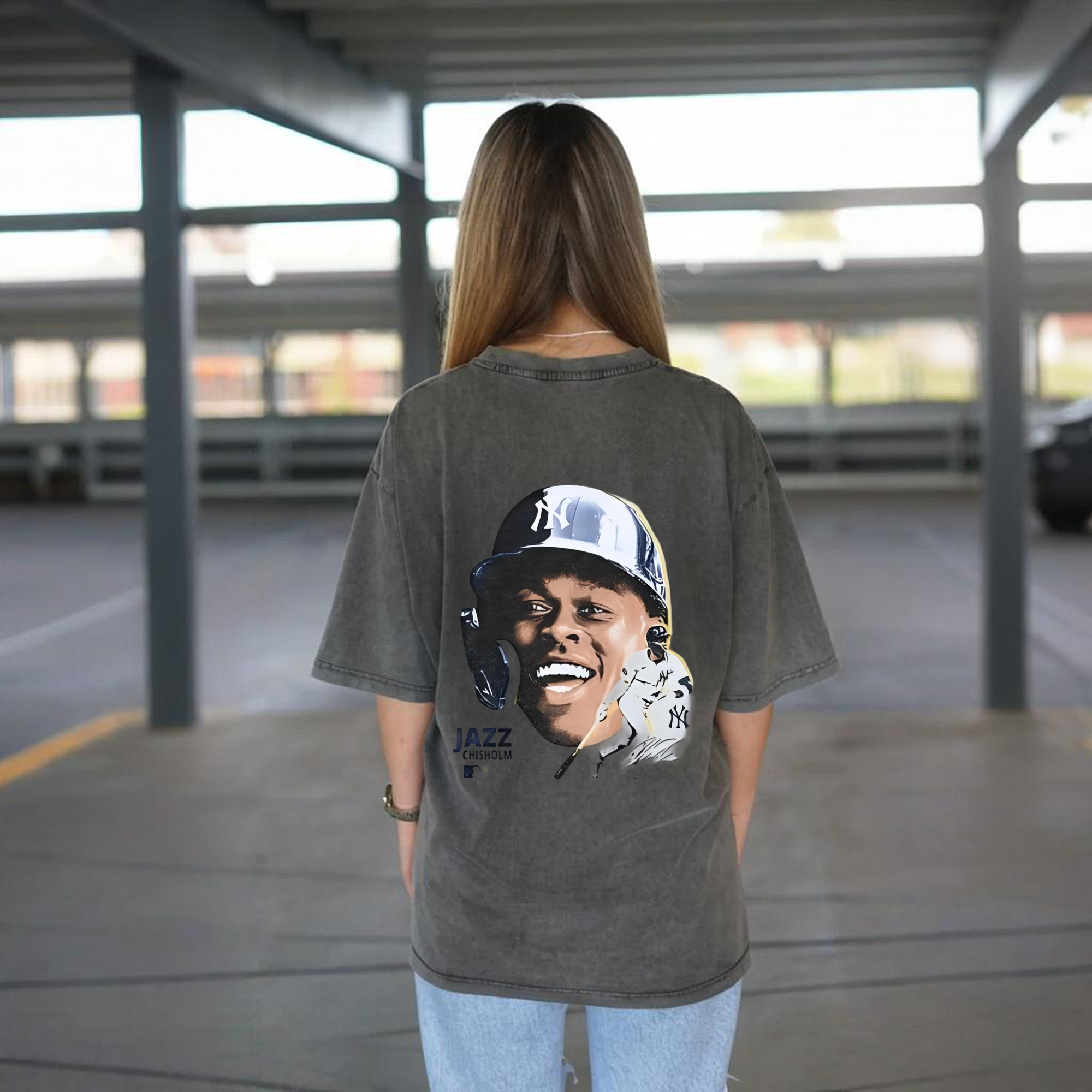 Jazz Chisholm Jr. 16 Washed Vintage 230g Cotton Oversized T-Shirt With Back Heat Transfer Print – Soft, Lightweight & Stylish – Comfortable Casual Wear For Sports & Everyday Use