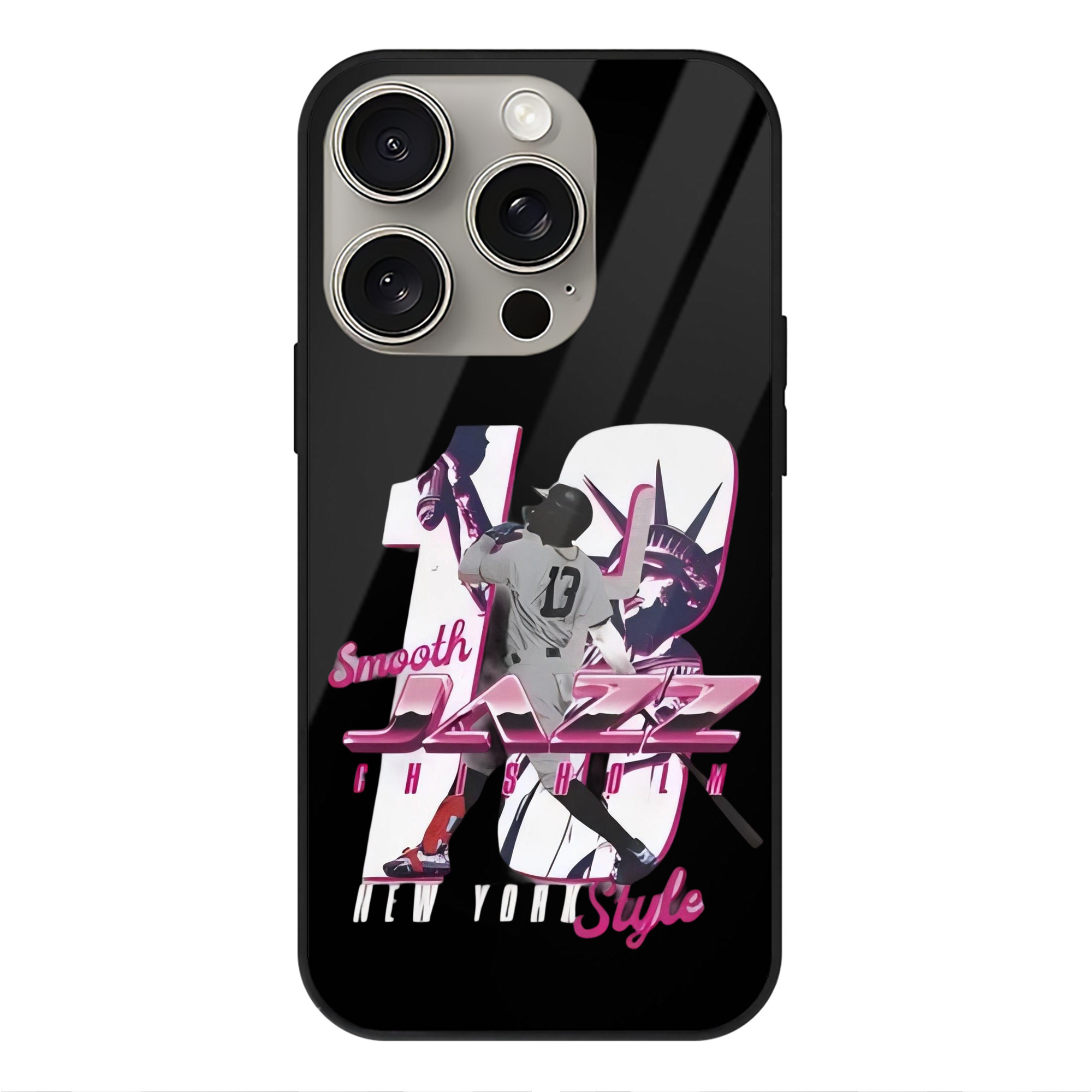 Jazz Chisholm Jr. 23 IPhone 15 Pro Mirror Phone Case – UV Printed Glass + TPU – Scratch-Resistant, Wireless Charging Compatible, Precise Fit & Stylish Design