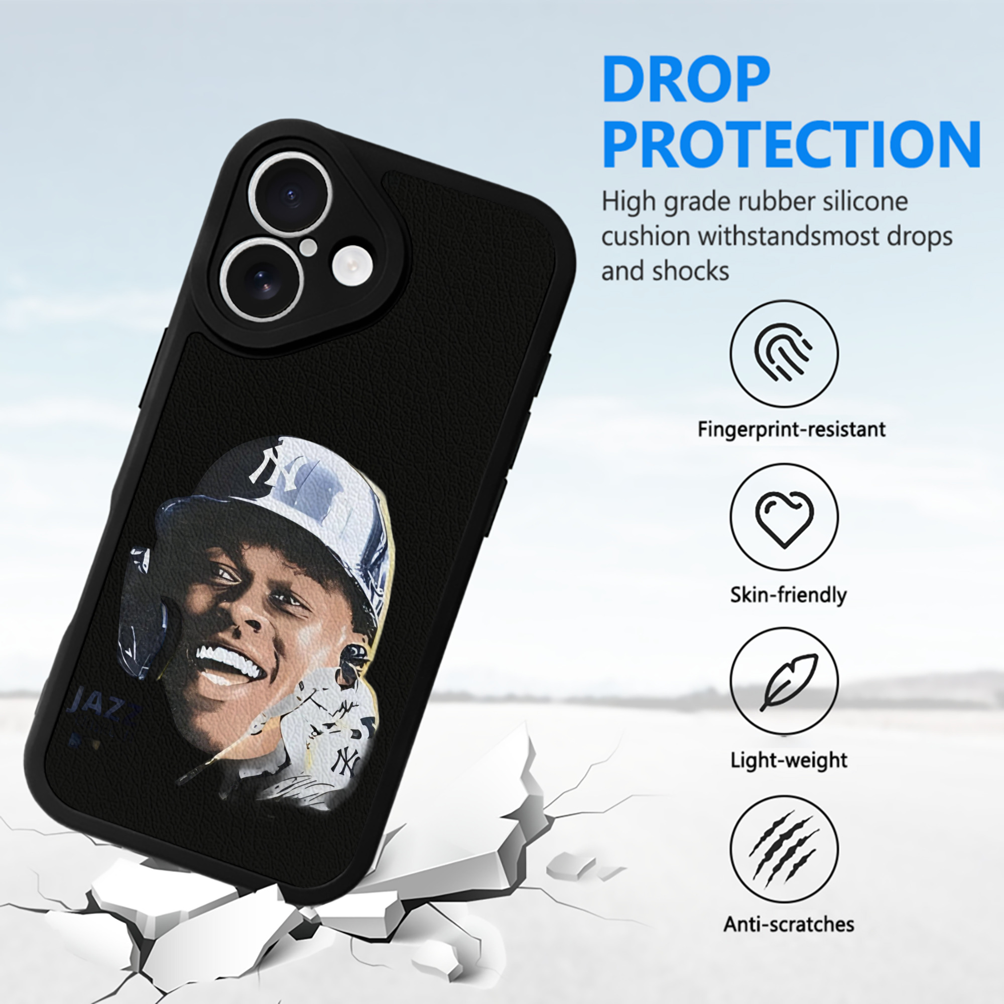 Jazz Chisholm Jr. 16 IPhone 16 Silicone Leather Case – UV Print, Lambskin Texture – Perfect Fit, Wireless Charging Compatible, Scratch Resistant, Precise Cutouts – Stylish Protection For IPhone 16