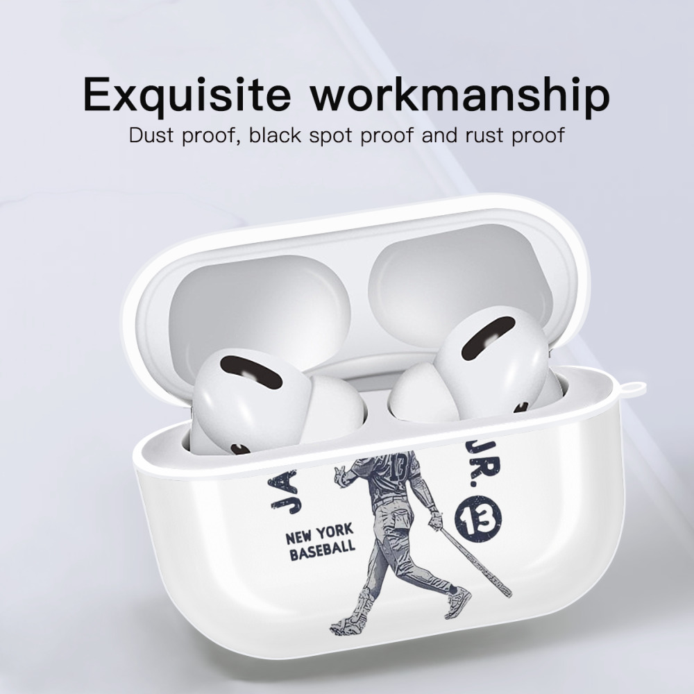 Jazz Chisholm Jr. 14 AirPods Pro Hard Case White With Keychain, Durable Flexible PC, Precise Cutouts, Anti-Fingerprint, Yellowing & Scratch Resistant, Full Protection, Washable
