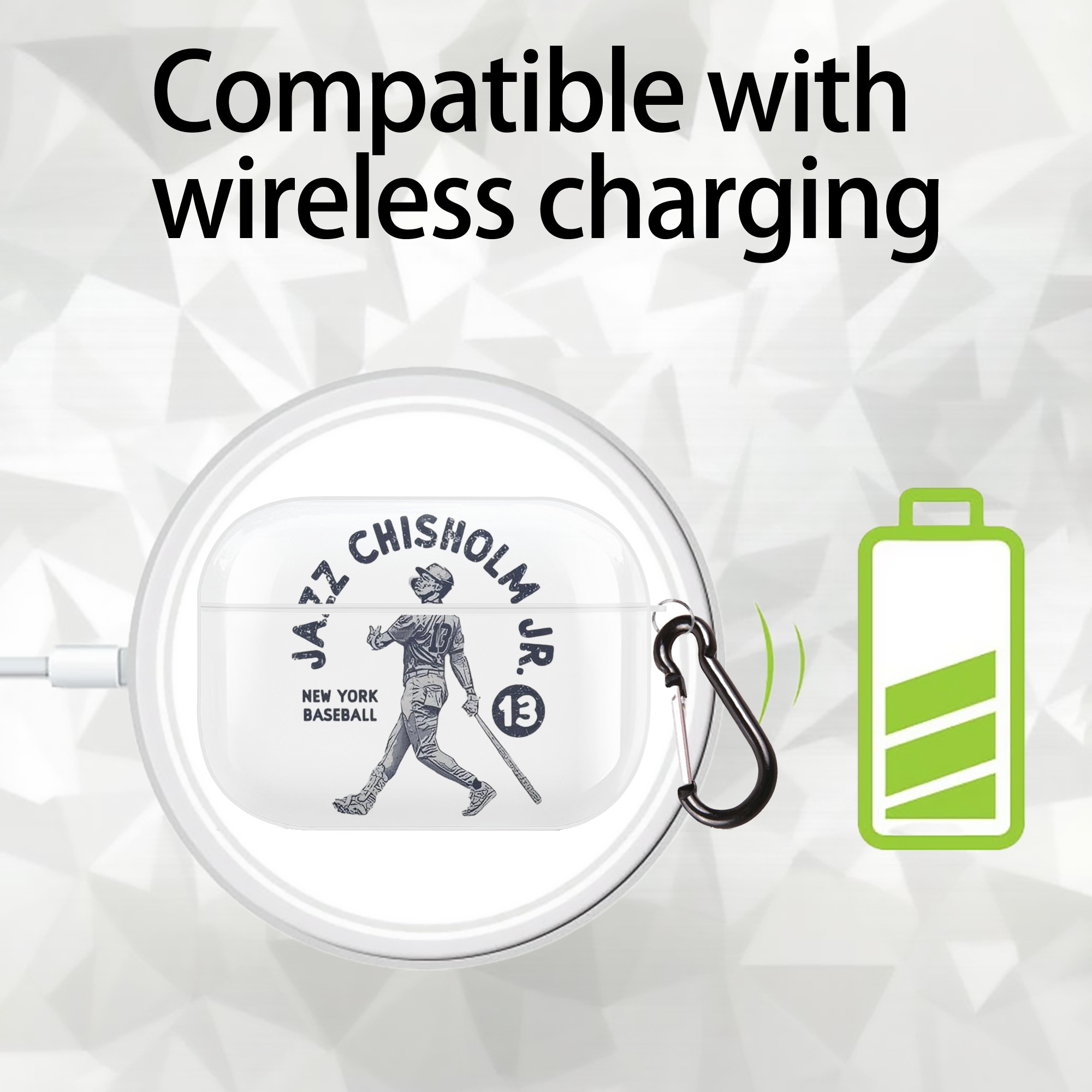 Jazz Chisholm Jr. 14 AirPods Pro Hard Case White With Keychain, Durable Flexible PC, Precise Cutouts, Anti-Fingerprint, Yellowing & Scratch Resistant, Full Protection, Washable