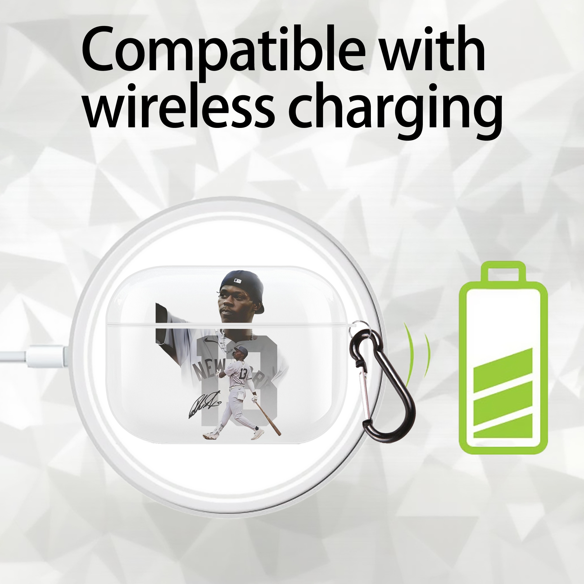 Jazz Chisholm Jr. 15 AirPods Pro Hard Case White With Keychain, Durable Flexible PC, Precise Cutouts, Anti-Fingerprint, Yellowing & Scratch Resistant, Full Protection, Washable