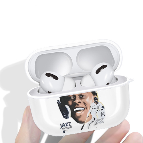 Jazz Chisholm Jr. 16 AirPods Pro Hard Case White With Keychain, Durable Flexible PC, Precise Cutouts, Anti-Fingerprint, Yellowing & Scratch Resistant, Full Protection, Washable