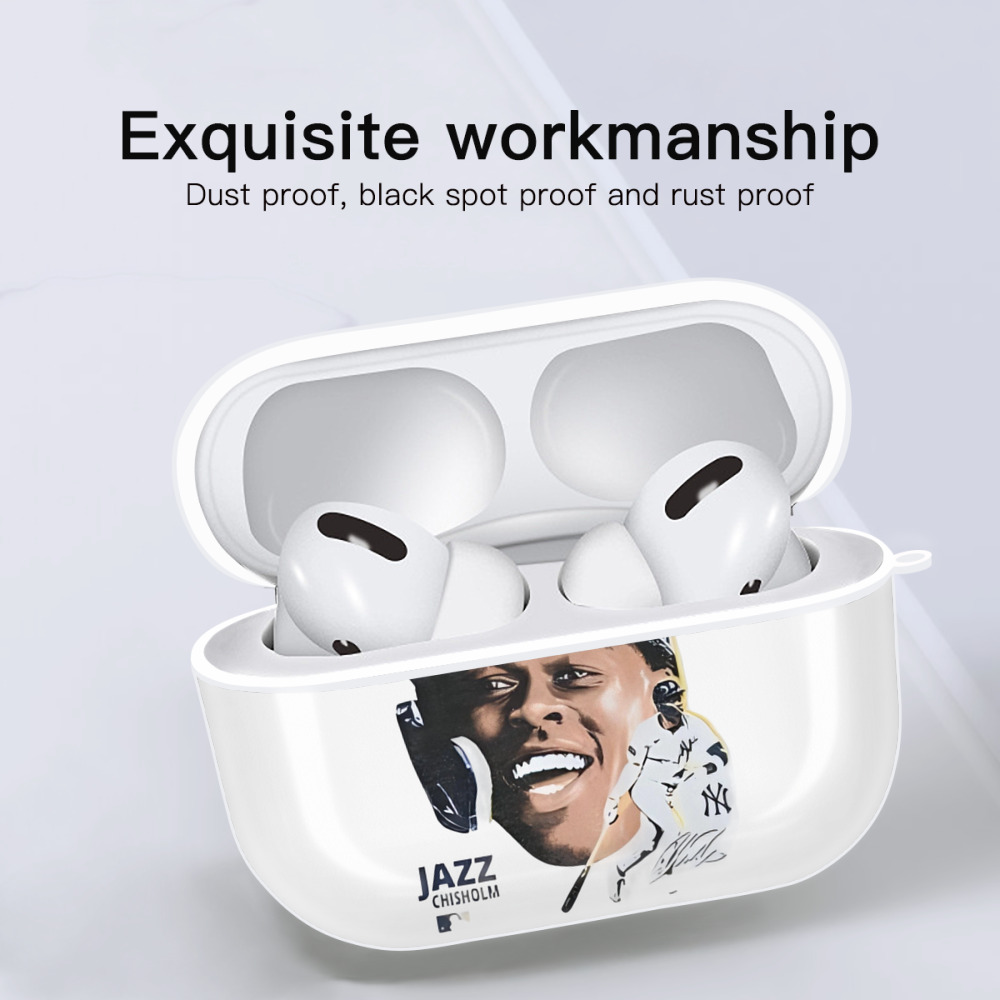 Jazz Chisholm Jr. 16 AirPods Pro Hard Case White With Keychain, Durable Flexible PC, Precise Cutouts, Anti-Fingerprint, Yellowing & Scratch Resistant, Full Protection, Washable