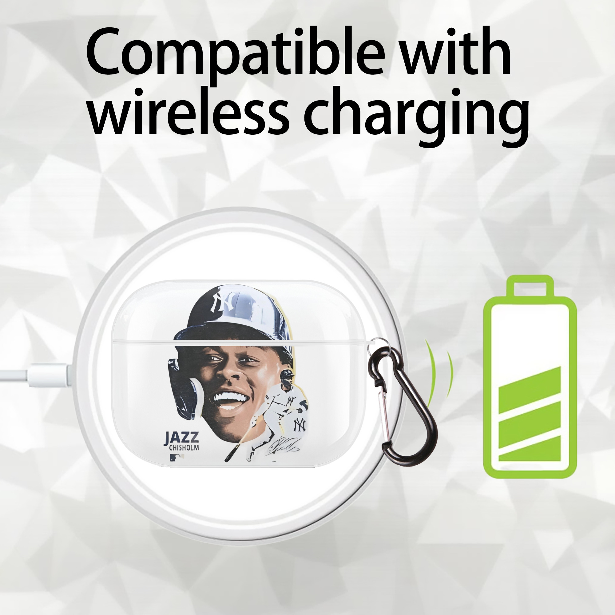 Jazz Chisholm Jr. 16 AirPods Pro Hard Case White With Keychain, Durable Flexible PC, Precise Cutouts, Anti-Fingerprint, Yellowing & Scratch Resistant, Full Protection, Washable