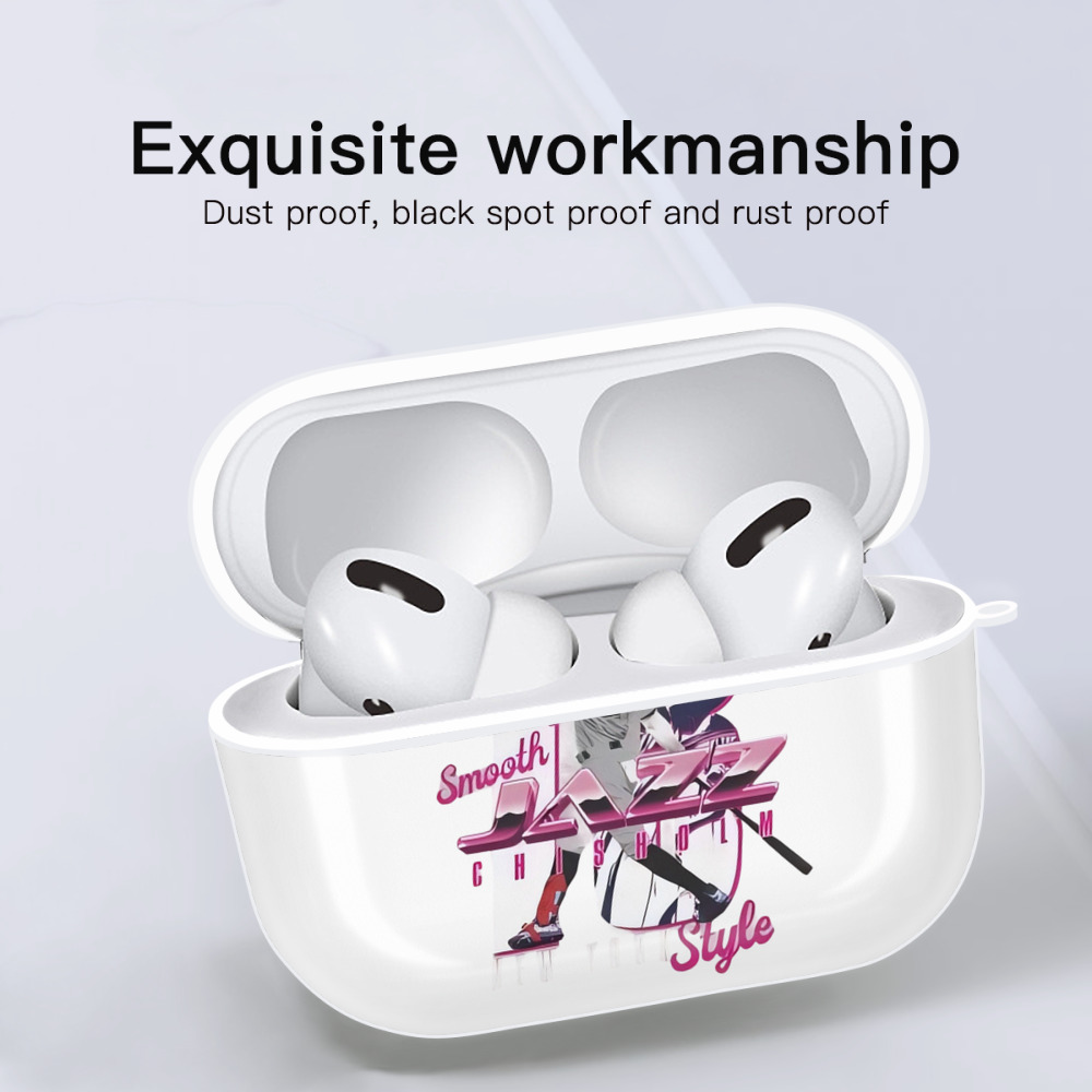Jazz Chisholm Jr. 23 AirPods Pro Hard Case White With Keychain, Durable Flexible PC, Precise Cutouts, Anti-Fingerprint, Yellowing & Scratch Resistant, Full Protection, Washable