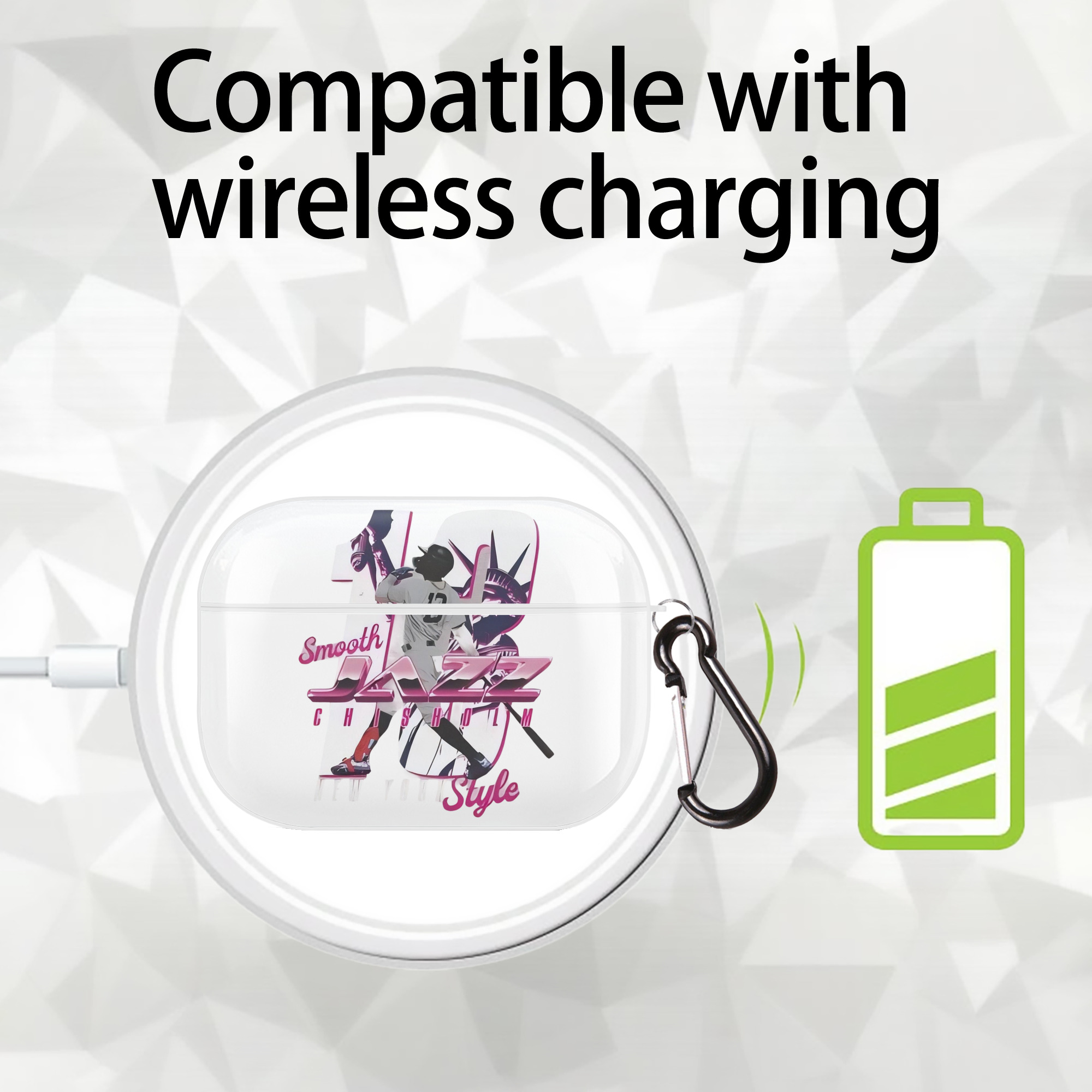 Jazz Chisholm Jr. 23 AirPods Pro Hard Case White With Keychain, Durable Flexible PC, Precise Cutouts, Anti-Fingerprint, Yellowing & Scratch Resistant, Full Protection, Washable