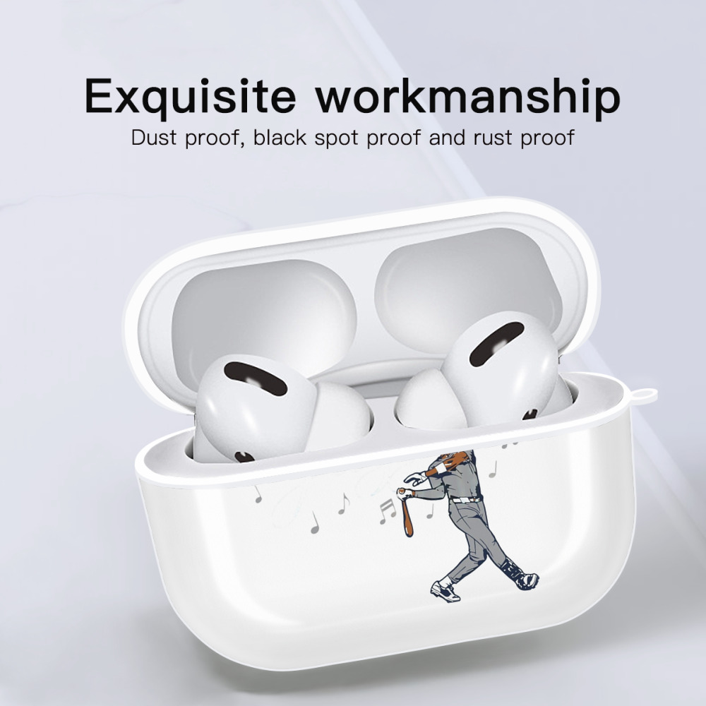 Jazz Chisholm Jr. 24 AirPods Pro Hard Case White With Keychain, Durable Flexible PC, Precise Cutouts, Anti-Fingerprint, Yellowing & Scratch Resistant, Full Protection, Washable