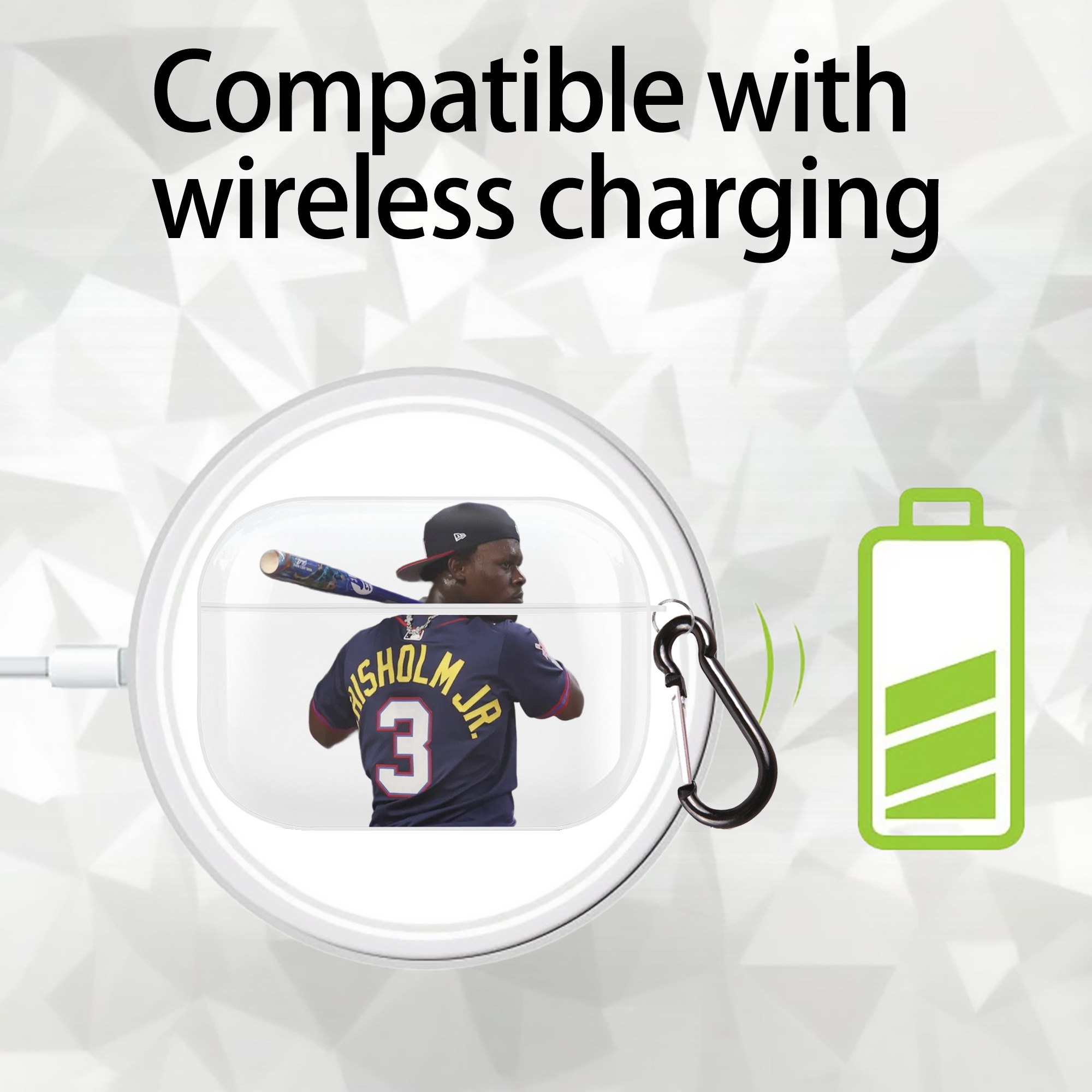 Jazz Chisholm Jr. 27 AirPods Pro Hard Case White With Keychain, Durable Flexible PC, Precise Cutouts, Anti-Fingerprint, Yellowing & Scratch Resistant, Full Protection, Washable