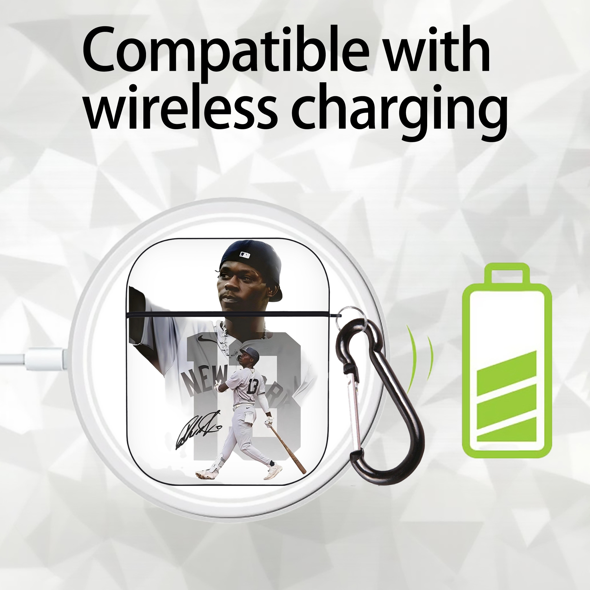 Jazz Chisholm Jr. 15 AirPods 2 Case Hard Shell Black, Flexible PC Material, Precise Cutouts, Full Protection, Anti-Fingerprint, Washable, Includes Keychain – Durable & Slim Design