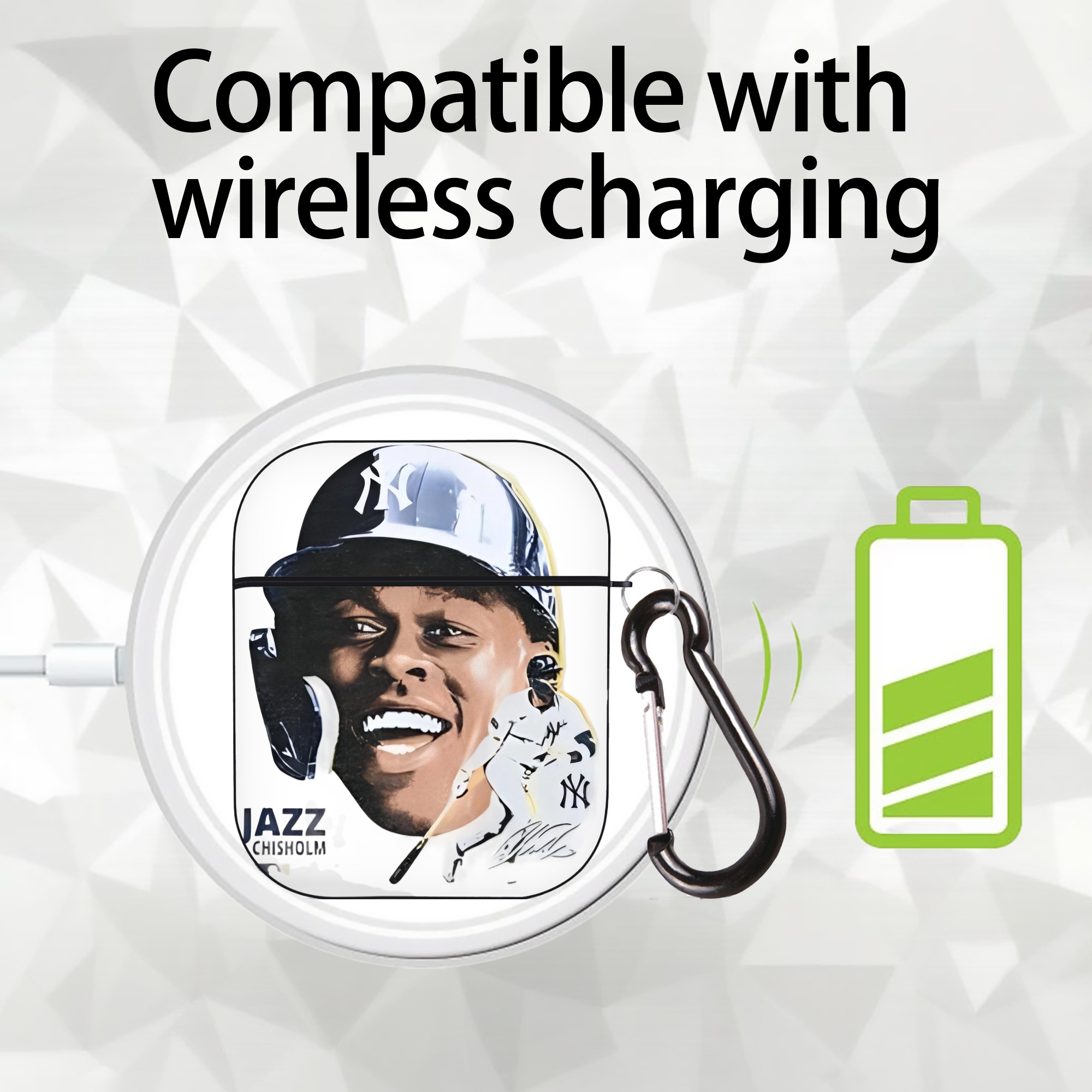 Jazz Chisholm Jr. 16 AirPods 2 Case Hard Shell Black, Flexible PC Material, Precise Cutouts, Full Protection, Anti-Fingerprint, Washable, Includes Keychain – Durable & Slim Design