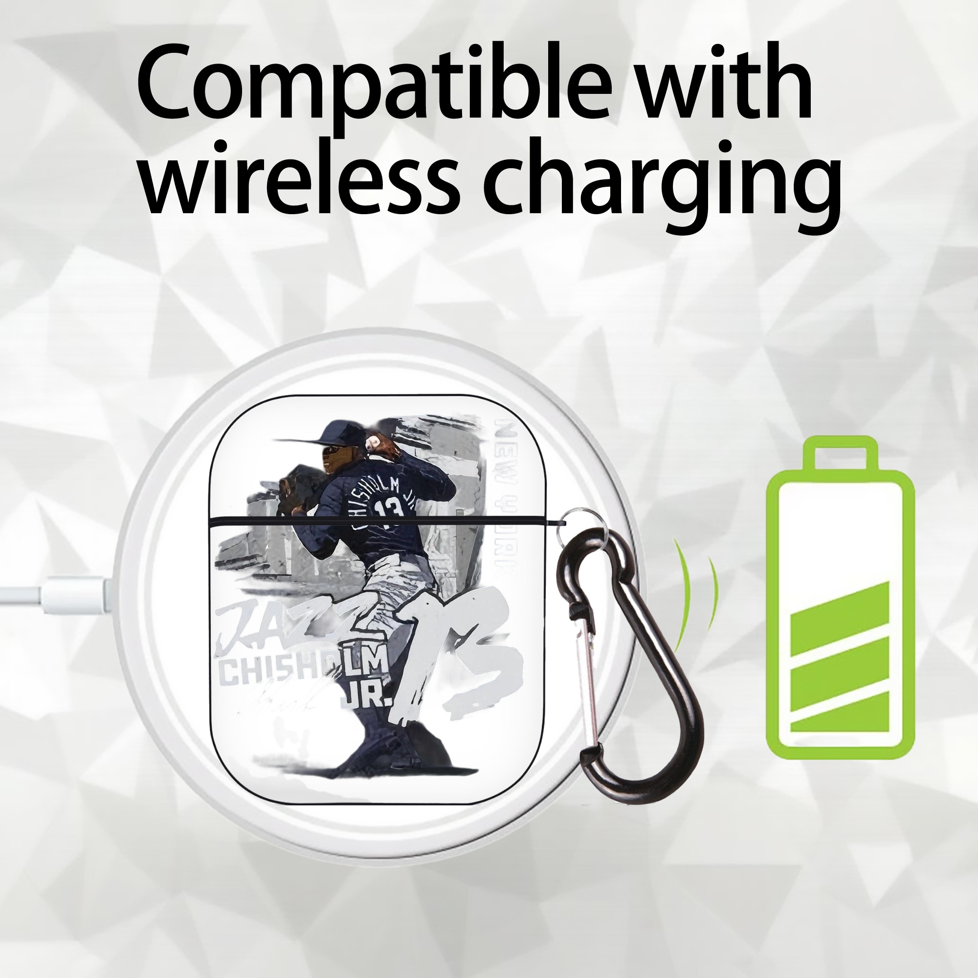 Jazz Chisholm Jr. 20 AirPods 2 Case Hard Shell Black, Flexible PC Material, Precise Cutouts, Full Protection, Anti-Fingerprint, Washable, Includes Keychain – Durable & Slim Design