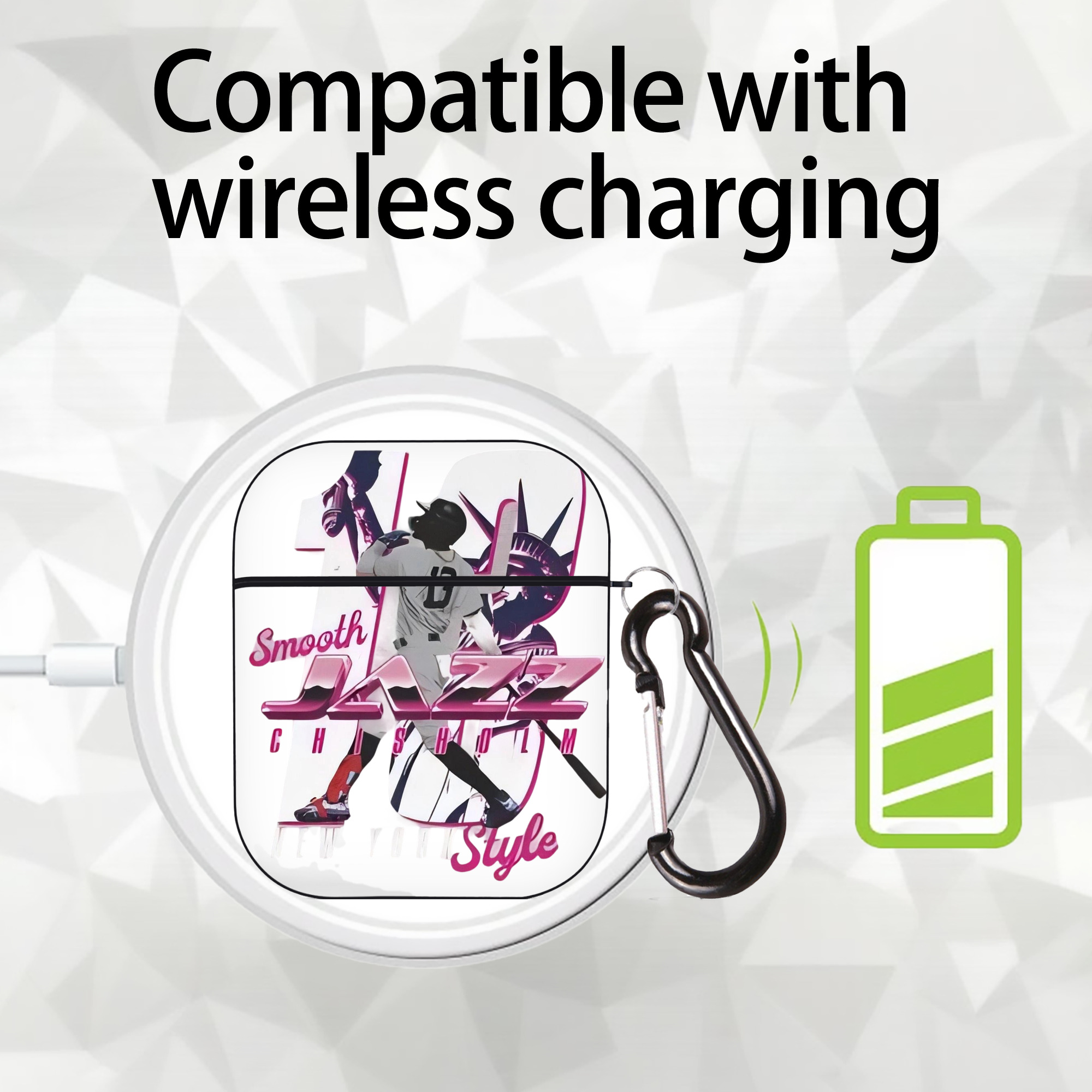 Jazz Chisholm Jr. 23 AirPods 2 Case Hard Shell Black, Flexible PC Material, Precise Cutouts, Full Protection, Anti-Fingerprint, Washable, Includes Keychain – Durable & Slim Design