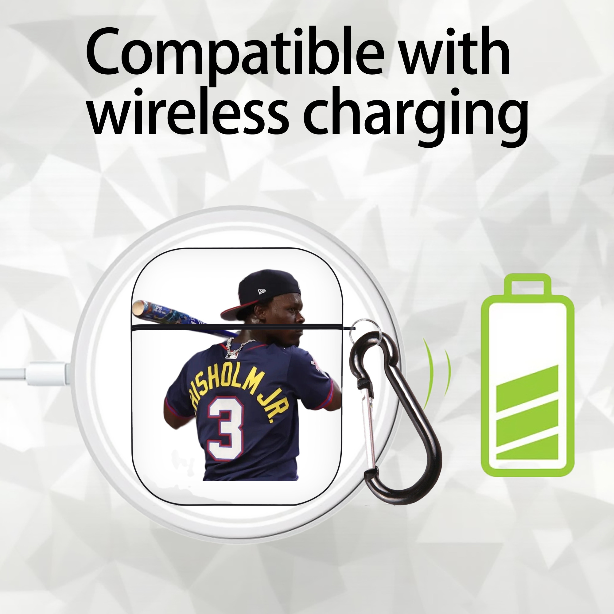 Jazz Chisholm Jr. 27 AirPods 2 Case Hard Shell Black, Flexible PC Material, Precise Cutouts, Full Protection, Anti-Fingerprint, Washable, Includes Keychain – Durable & Slim Design