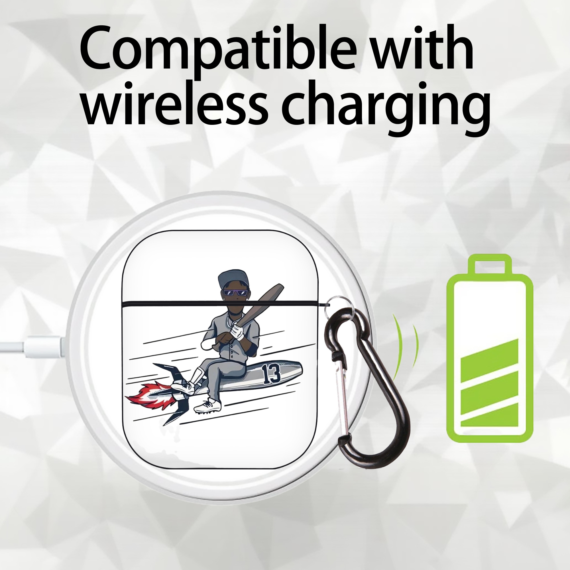 Jazz Chisholm Jr. 30 AirPods 2 Case Hard Shell Black, Flexible PC Material, Precise Cutouts, Full Protection, Anti-Fingerprint, Washable, Includes Keychain – Durable & Slim Design