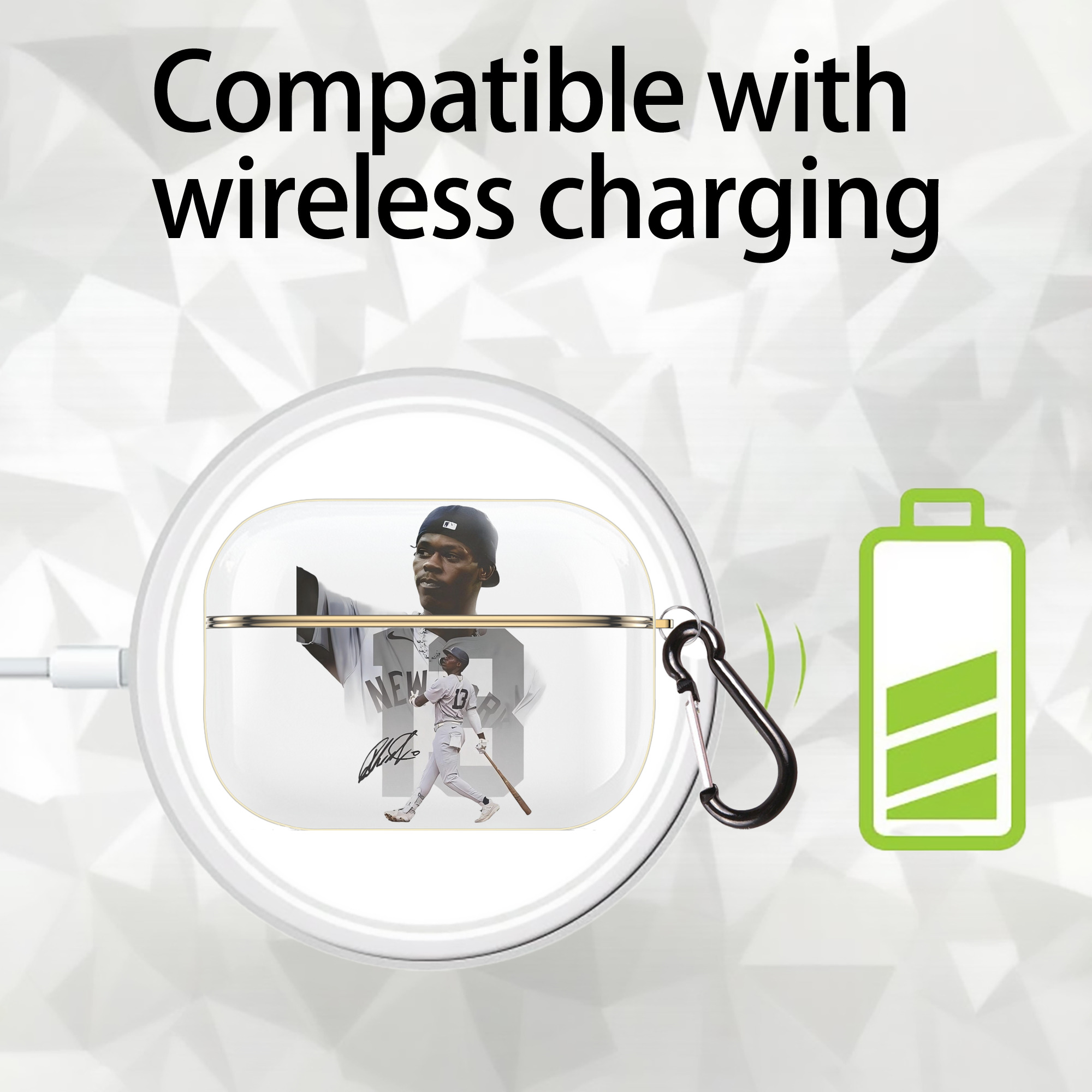 Jazz Chisholm Jr. 15 Luxury Gold AirPods Pro Case With Keychain, Flexible PC Material, Full Protection, Precise Cutouts, Anti-Fingerprint, Washable, Durable Design