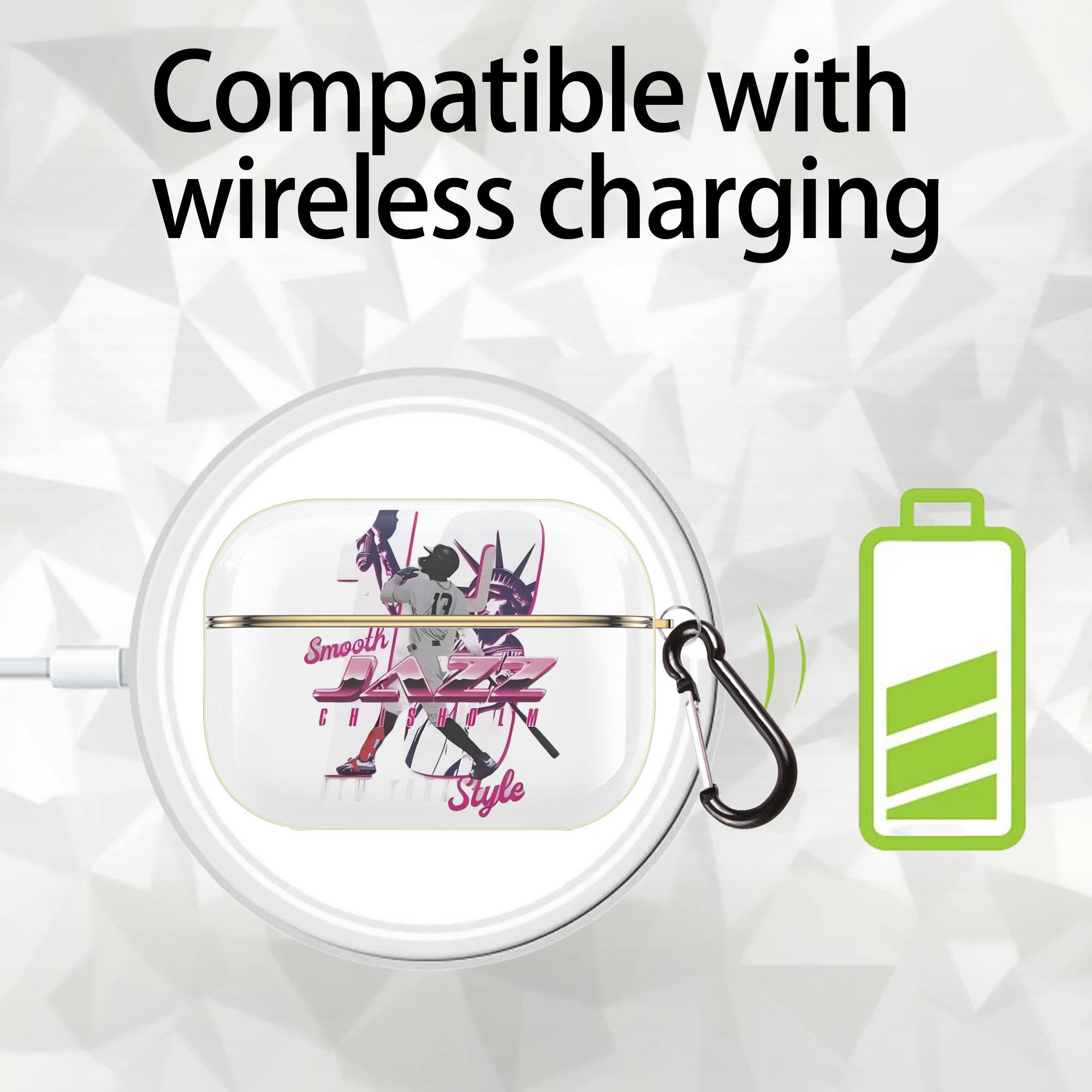 Jazz Chisholm Jr. 23 Luxury Gold AirPods Pro Case With Keychain, Flexible PC Material, Full Protection, Precise Cutouts, Anti-Fingerprint, Washable, Durable Design