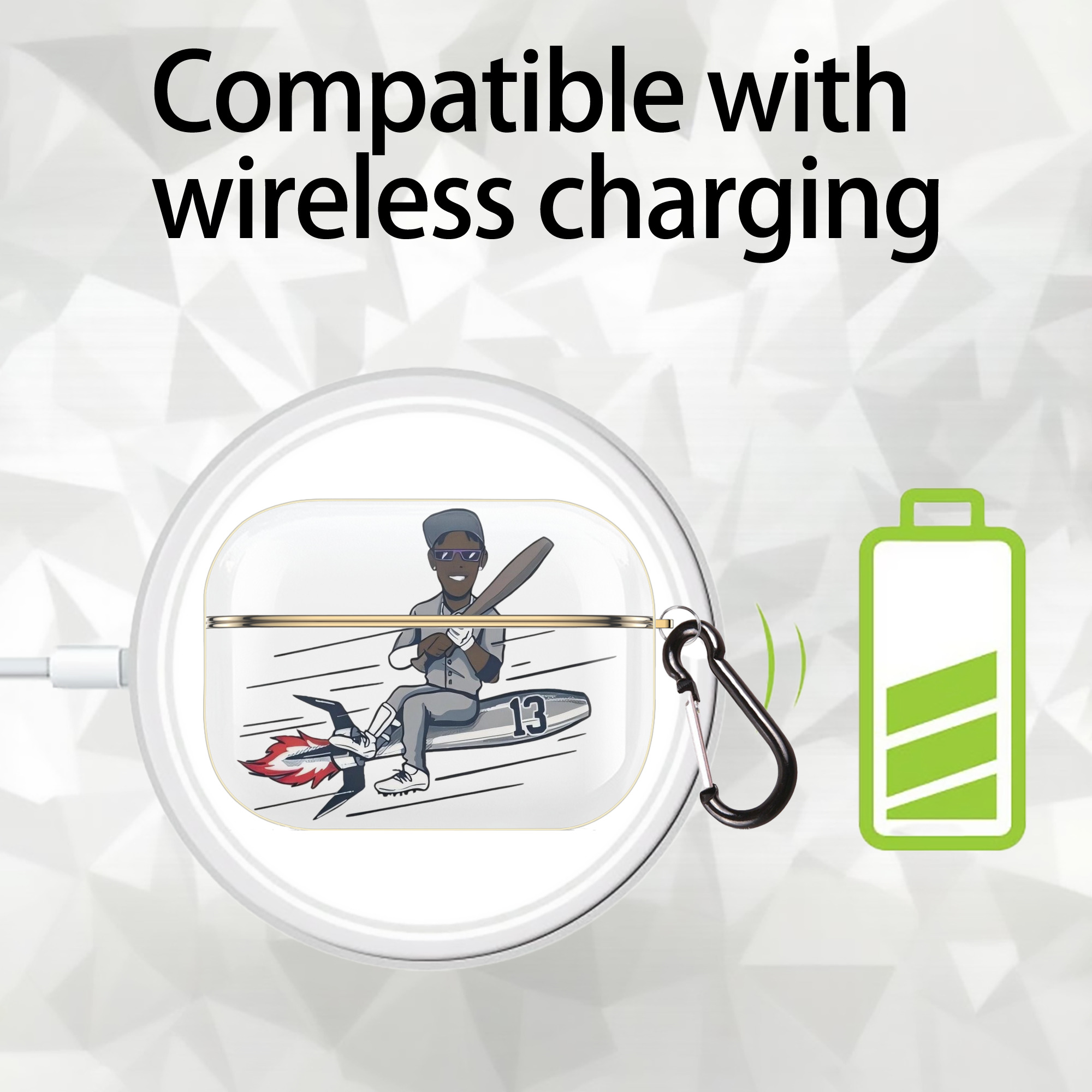 Jazz Chisholm Jr. 30 Luxury Gold AirPods Pro Case With Keychain, Flexible PC Material, Full Protection, Precise Cutouts, Anti-Fingerprint, Washable, Durable Design