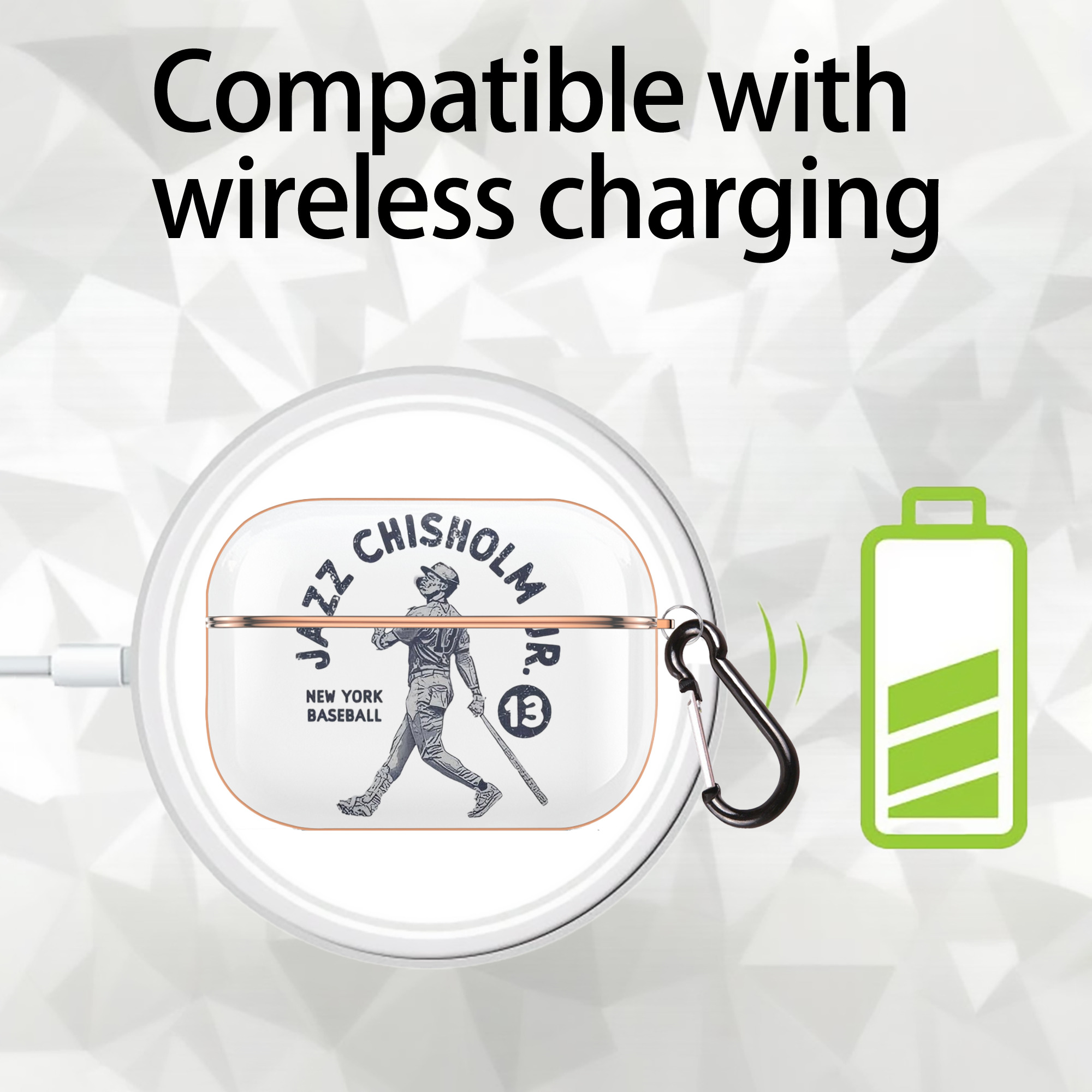 Jazz Chisholm Jr. 14 AirPods Pro Protective Case Rose Gold, Flexible PC Material, Precise Fit, Anti-Slip Cover, Full Protection, Fingerprint Resistant, Washable With Keychain