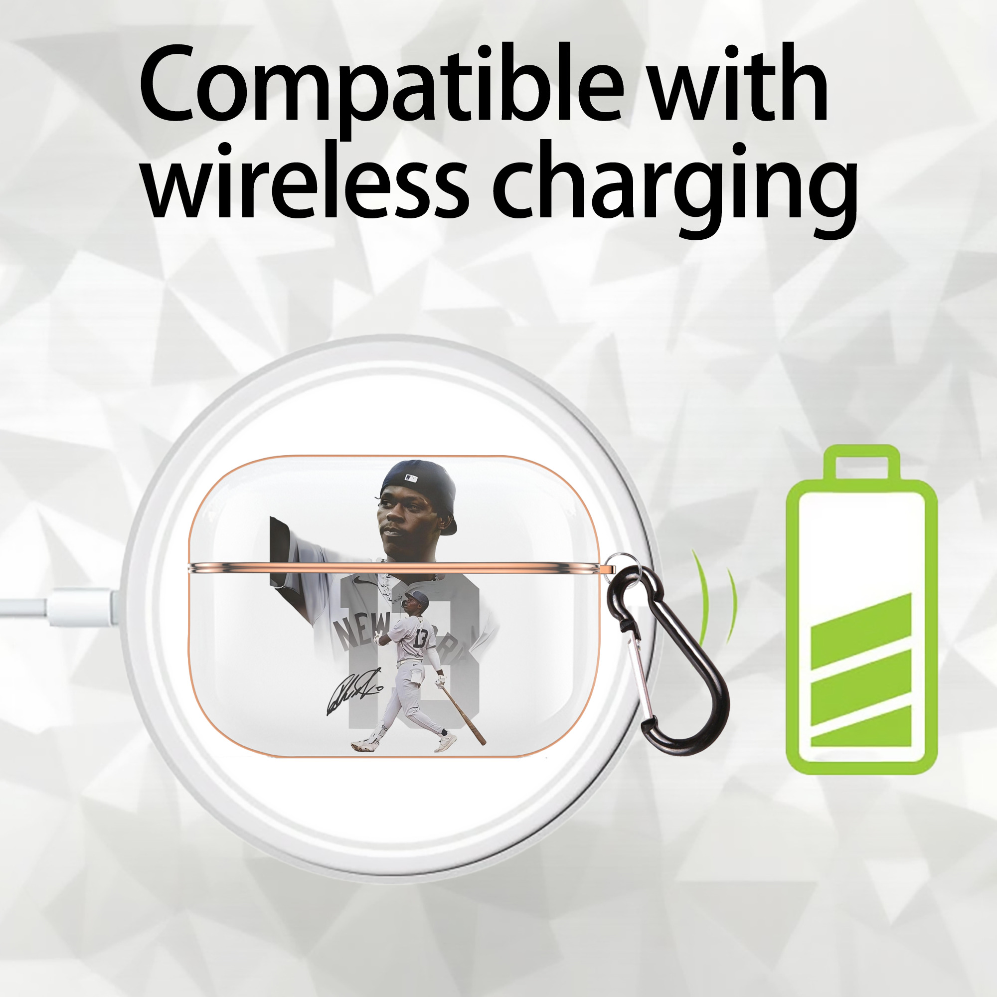 Jazz Chisholm Jr. 15 AirPods Pro Protective Case Rose Gold, Flexible PC Material, Precise Fit, Anti-Slip Cover, Full Protection, Fingerprint Resistant, Washable With Keychain