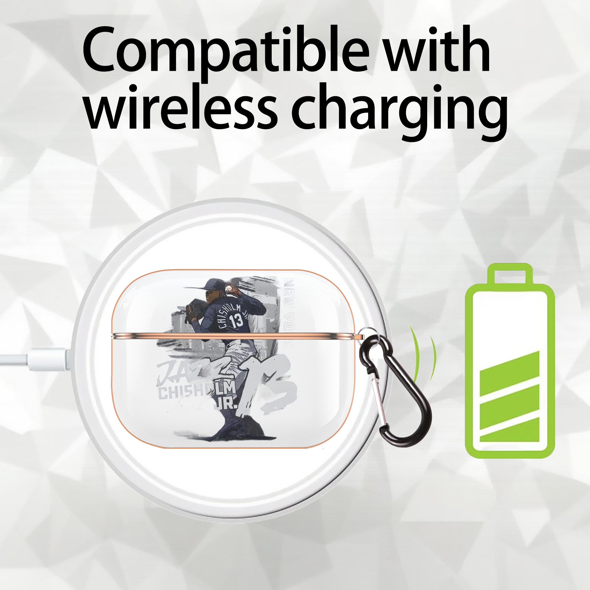 Jazz Chisholm Jr. 20 AirPods Pro Protective Case Rose Gold, Flexible PC Material, Precise Fit, Anti-Slip Cover, Full Protection, Fingerprint Resistant, Washable With Keychain