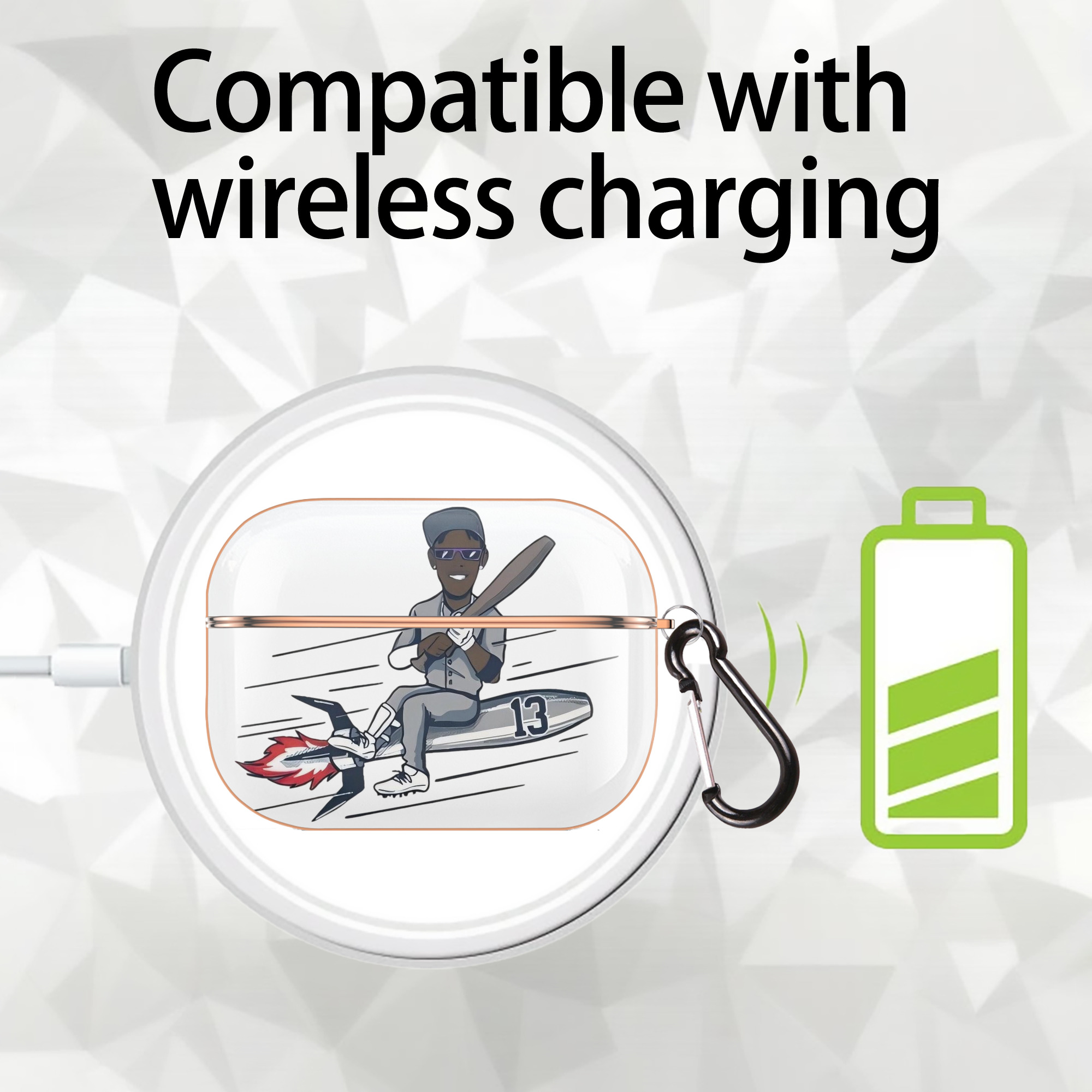 Jazz Chisholm Jr. 30 AirPods Pro Protective Case Rose Gold, Flexible PC Material, Precise Fit, Anti-Slip Cover, Full Protection, Fingerprint Resistant, Washable With Keychain